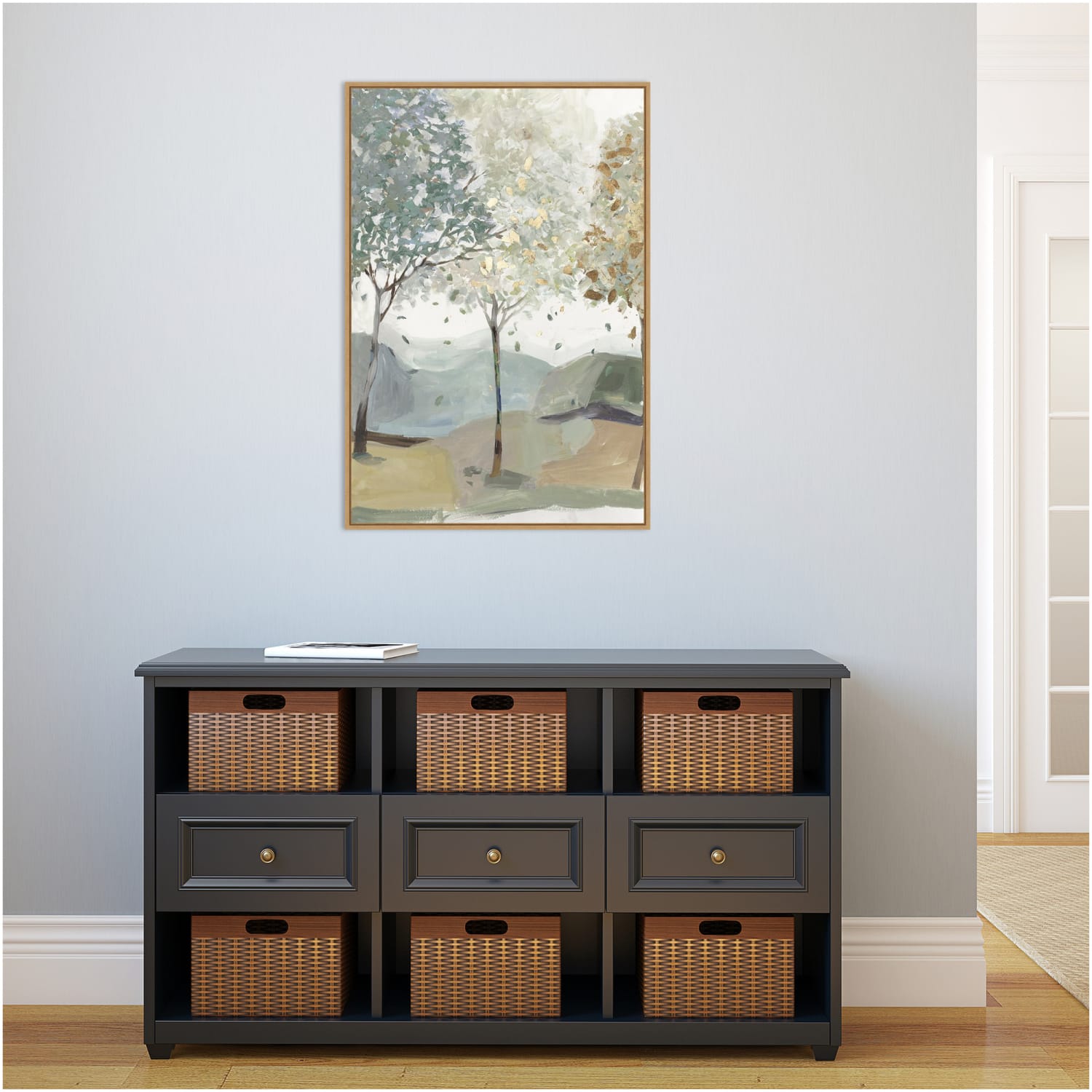 Amanti Art Breezy Landscape Trees III by Allison Pearce Framed Canvas Wall Art Print, 33inH x 23inW, Maple - Image 4