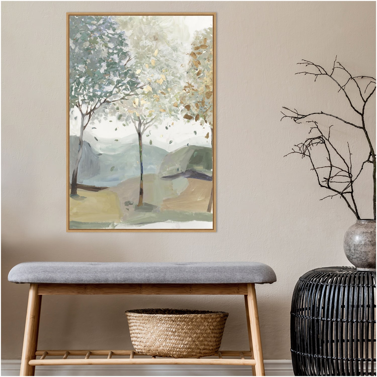 Amanti Art Breezy Landscape Trees III by Allison Pearce Framed Canvas Wall Art Print, 33inH x 23inW, Maple - Image 5