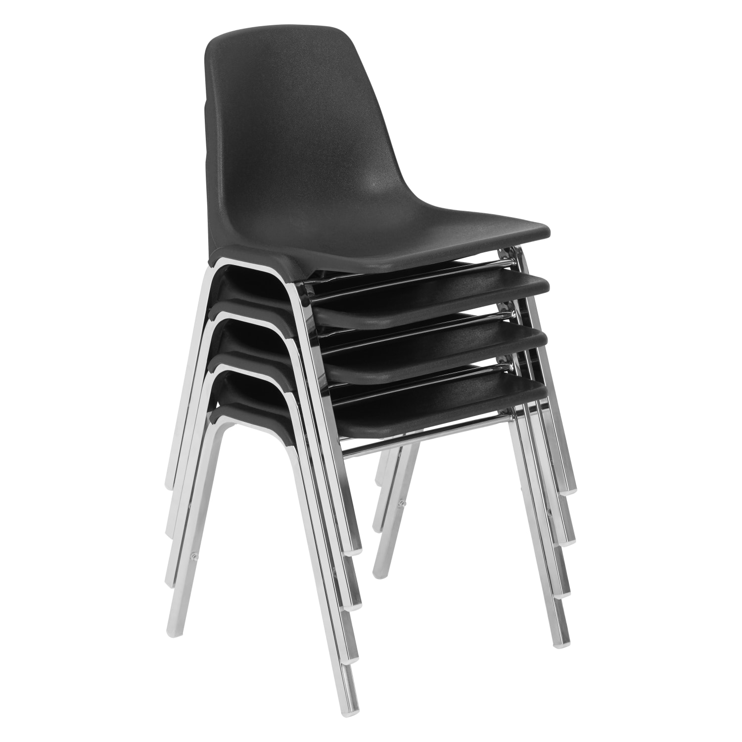 National Public Seating 8100 Series Poly Shell Stack Chairs Black Set Of 4 Chairs PopularChairscom