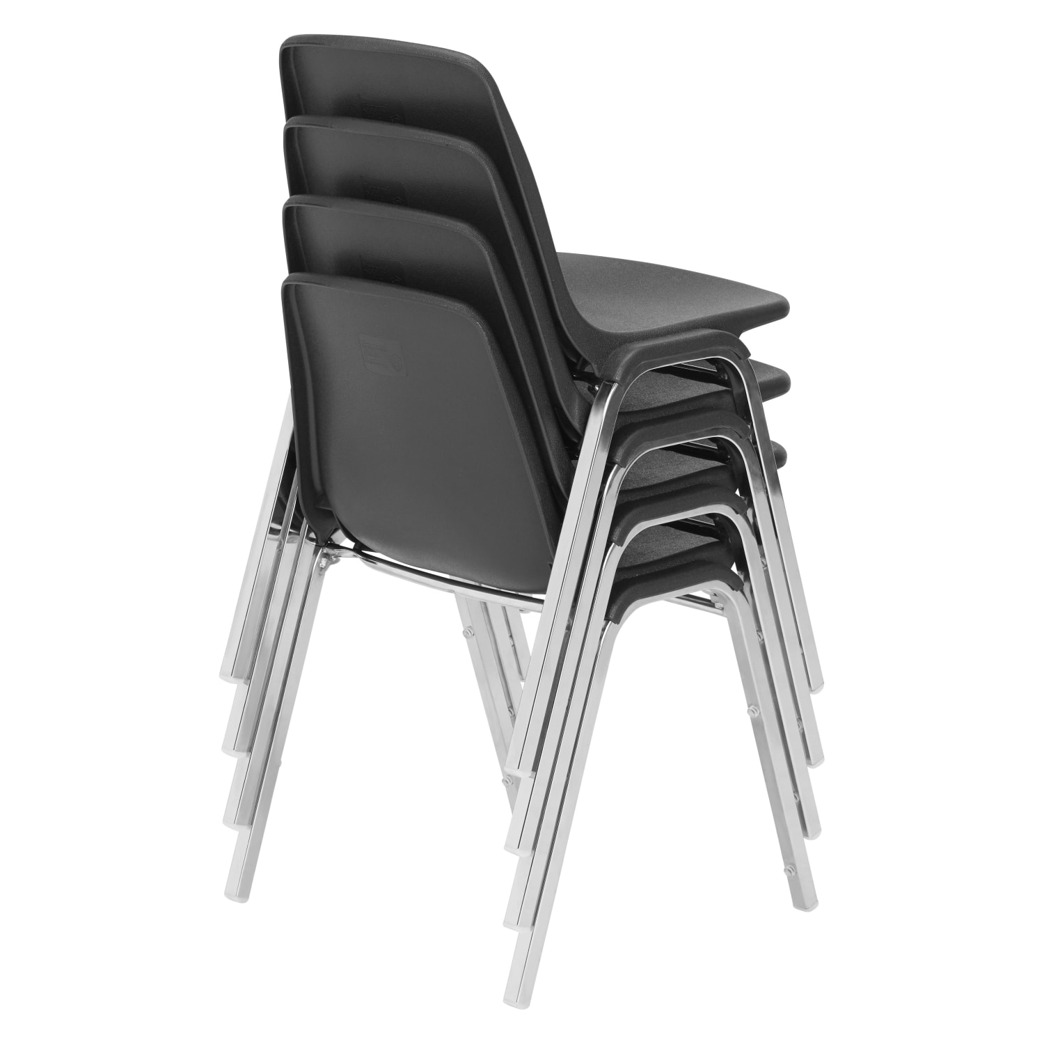 National Public Seating 8100 Series Poly Shell Stack Chairs Black Set Of 4 Chairs PopularChairscom