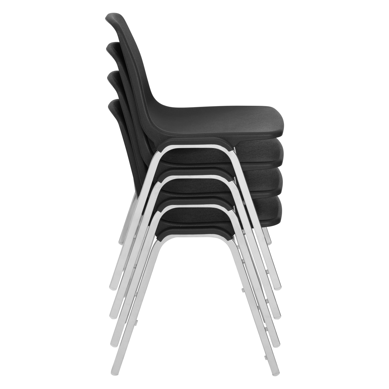 National Public Seating 8100 Series Poly Shell Stack Chairs Black Set Of 4 Chairs PopularChairscom