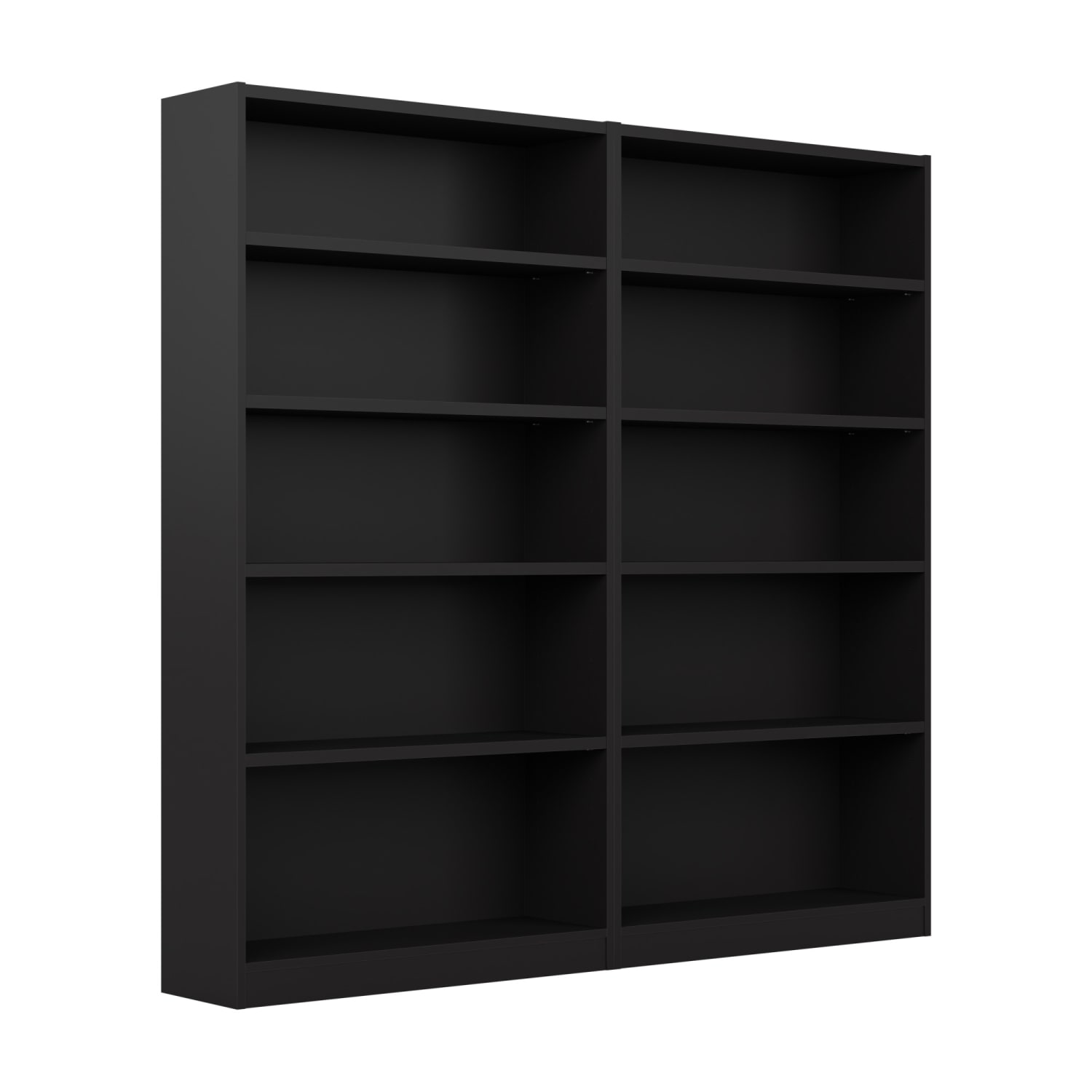 Bush Furniture Universal 72inH 5-Shelf Bookcases, Black, Set Of 2 Bookcases, Standard Delivery