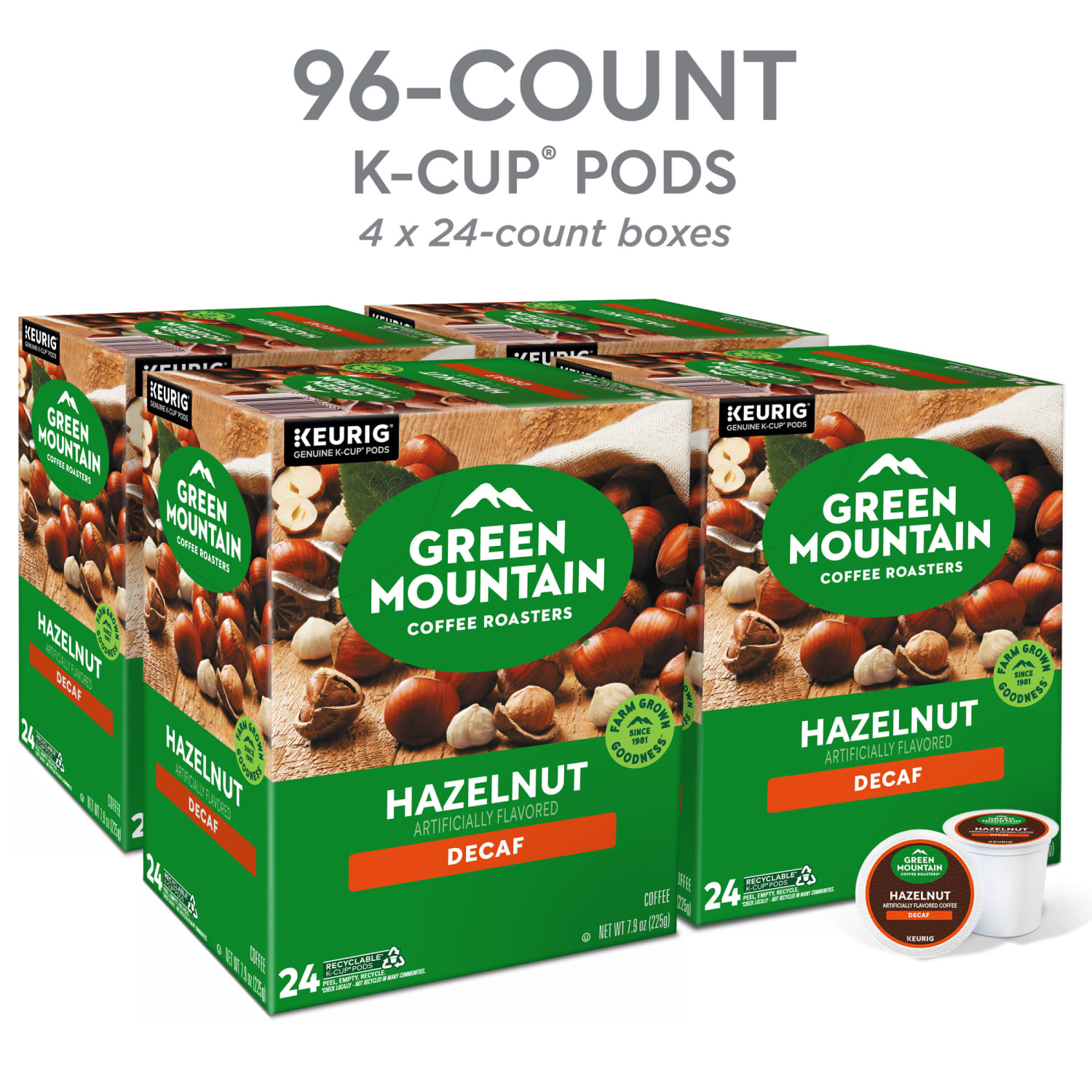 Green Mountain Coffee Roasters Hazelnut Decaf Coffee, Keurig Single-Serve K-Cup pods, Light Roast, 96 Count (4 Packs of 24) - Image 5