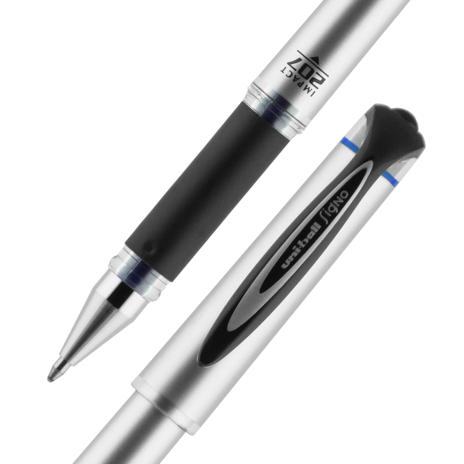 uni-ball 207 Impact Gel Pens, Bold Point, 1.0 mm, Blue; Gray Barrel, Blue Ink, Pack Of 12 - Image 3