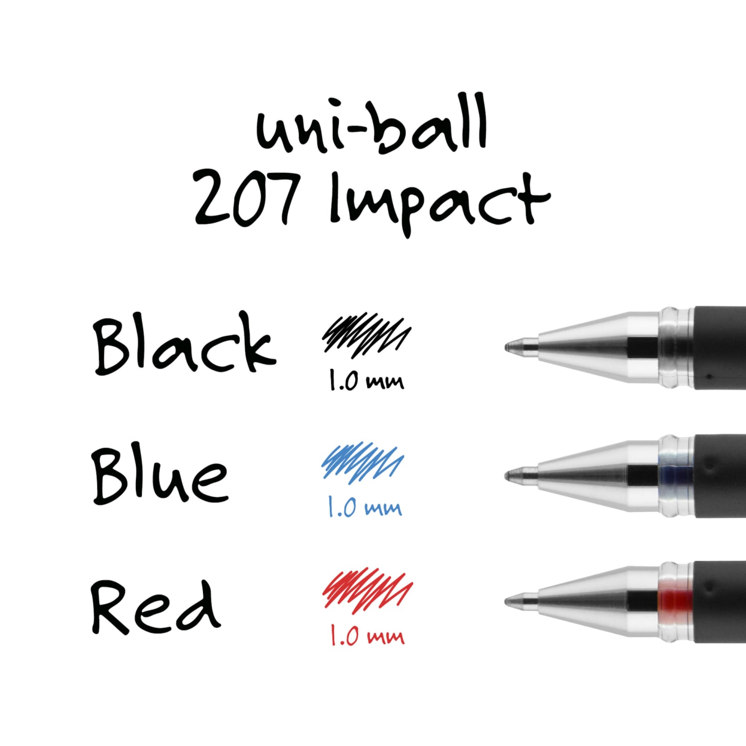 uni-ball 207 Impact Gel Pens, Bold Point, 1.0 mm, Black; Gray Barrel, Black Ink, Pack Of 12 - Image 5