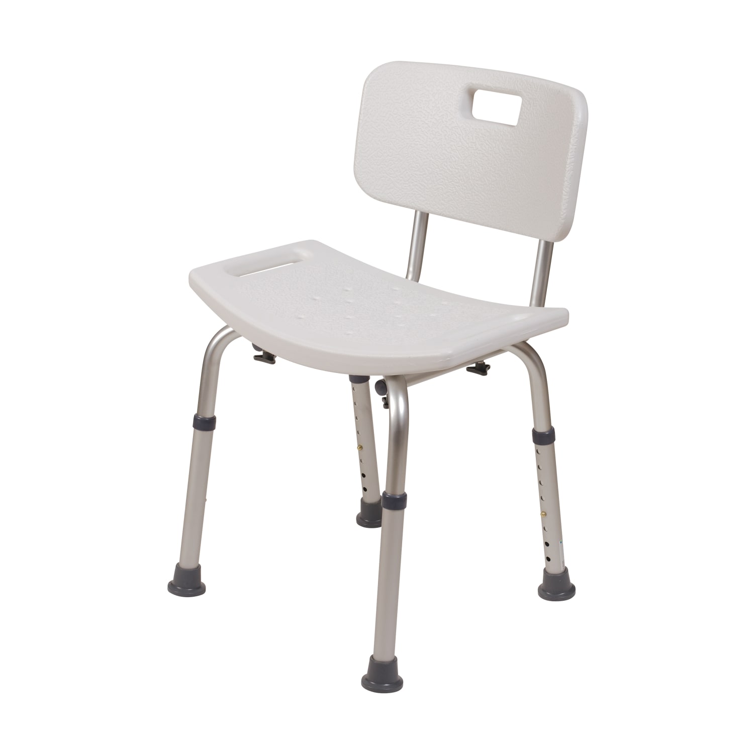 HealthSmart Compact Germ-Free Height-Adjustable Bath And Shower Bench Stool, With Backrest, 21inH x 20inW x 12inD, White - Image 4