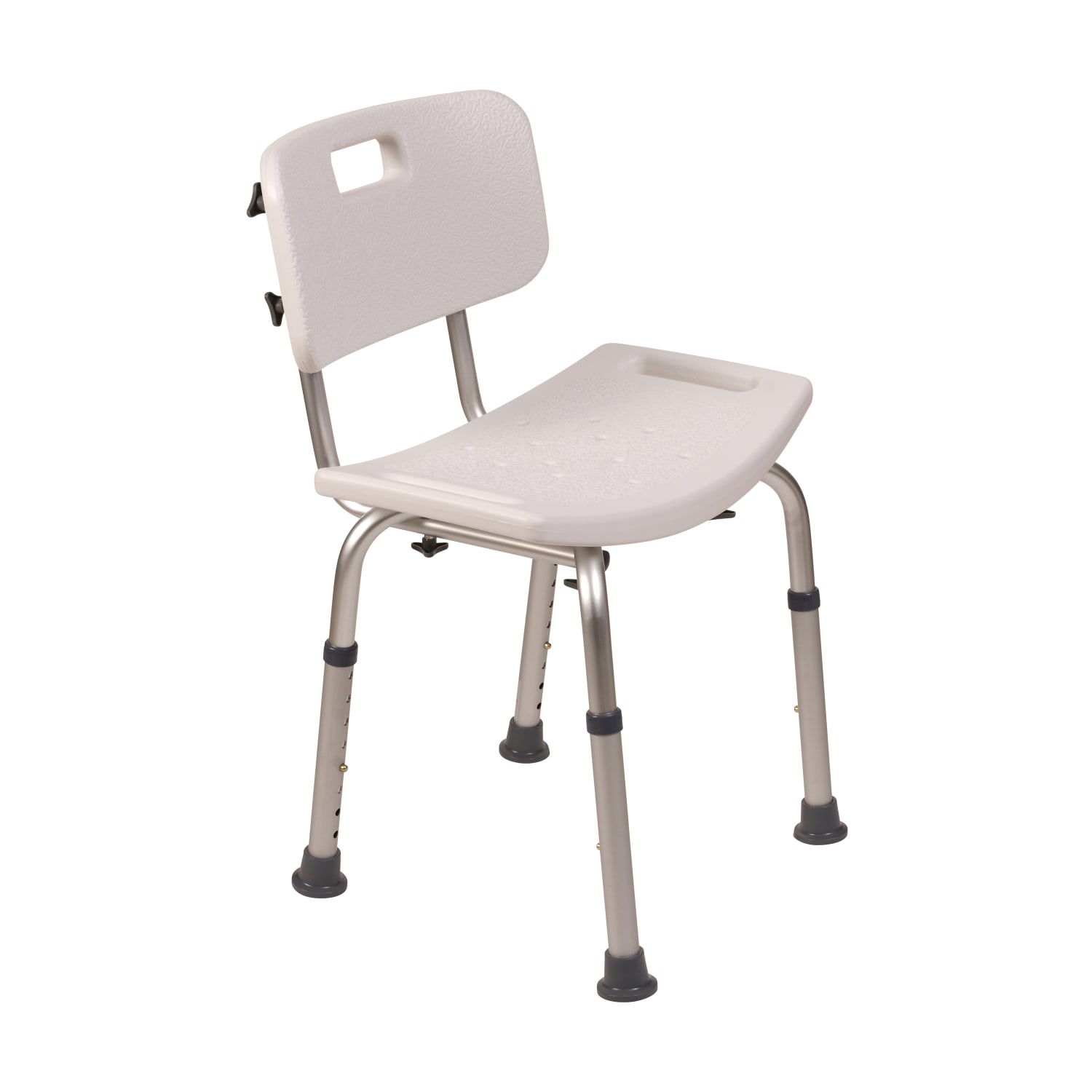 HealthSmart Compact Germ-Free Height-Adjustable Bath And Shower Bench Stool, With Backrest, 21inH x 20inW x 12inD, White - Image 5