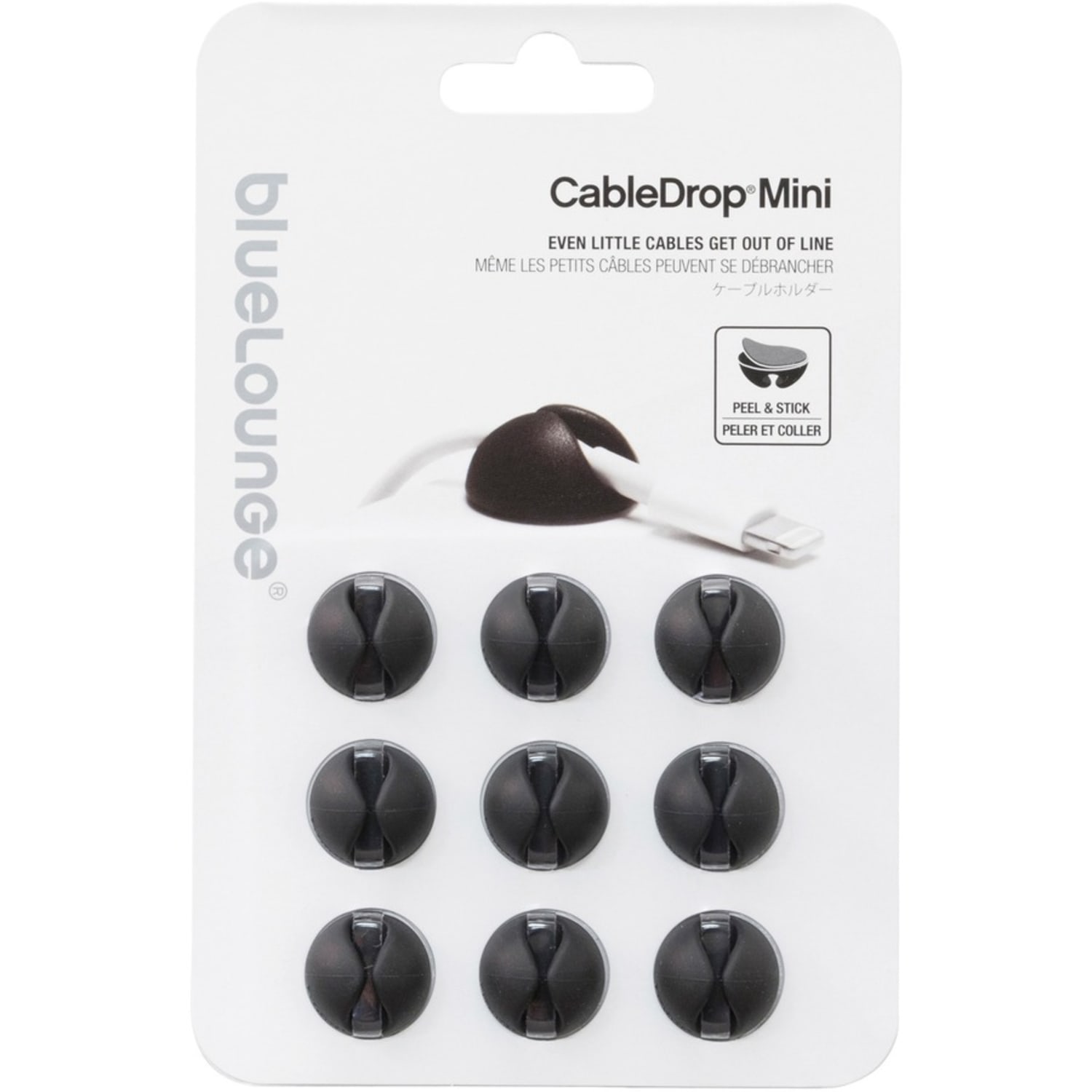 Bluelounge CableDrop Mini Cable Anchor for Small Cords - Cable Clip - Black - 0.80in Length - 1 Pack - Image 5