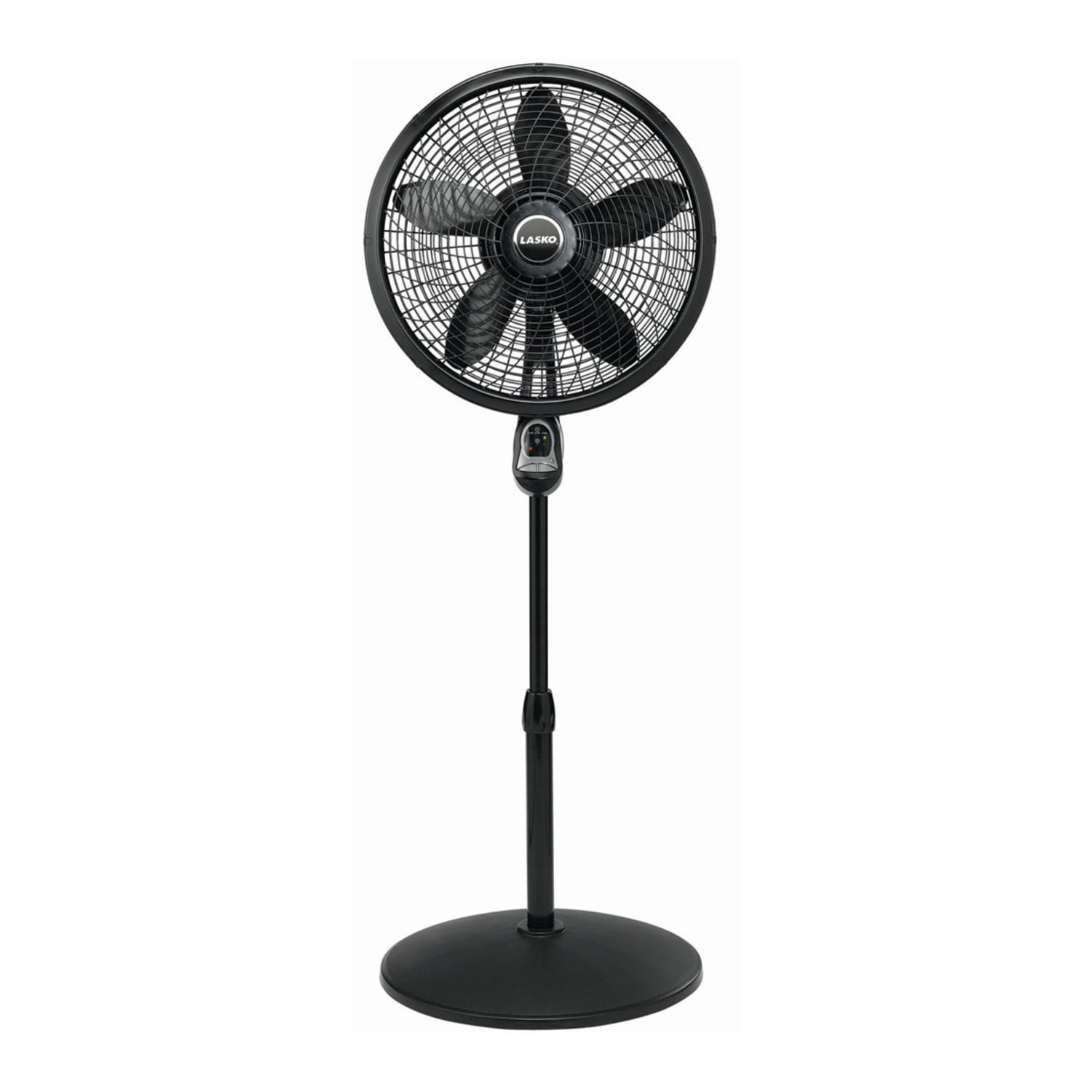 Lasko Cyclone 18in 3-Speed Pedestal Fan with Remote Control, 53.5inH x 20.5inW x 20.5inD, Black
