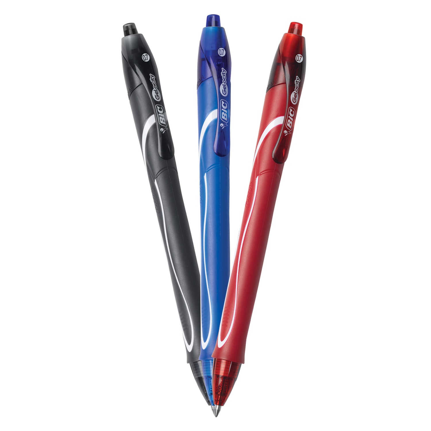 BIC Gel-ocity Quick Dry Retractable Gel Pens, Medium Point, 0.7 mm, Black/Blue/Red Barrels, Black/Blue/Red Inks, Pack Of 12 - Image 3