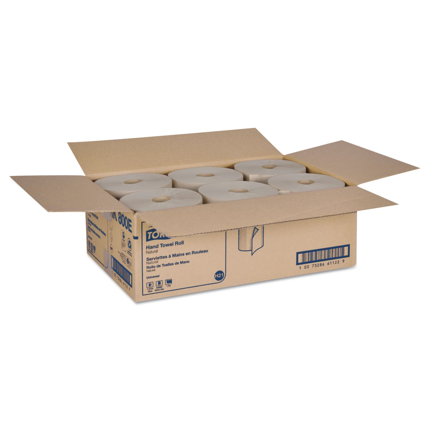 Tork Universal Hardwound Roll Towel, 1-Ply, 7.88in x 800 ft, Natural, 6/Carton - Image 4