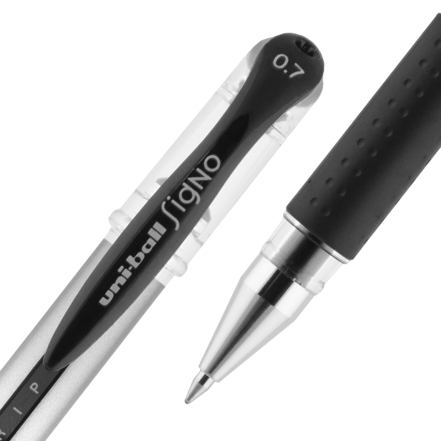 uni-ball Gel Grip Pens, Medium Point, 0.7 mm, Clear Barrel, Black Ink, Pack Of 12 - Image 3
