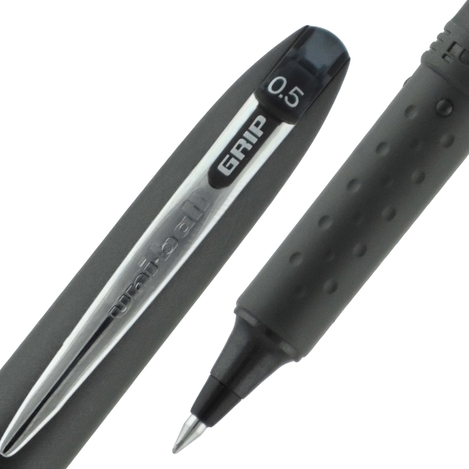 uni-ball Grip Rollerball Pens, Micro Point, 0.5 mm, Black Barrels, Black Ink, Pack Of 12 - Image 5