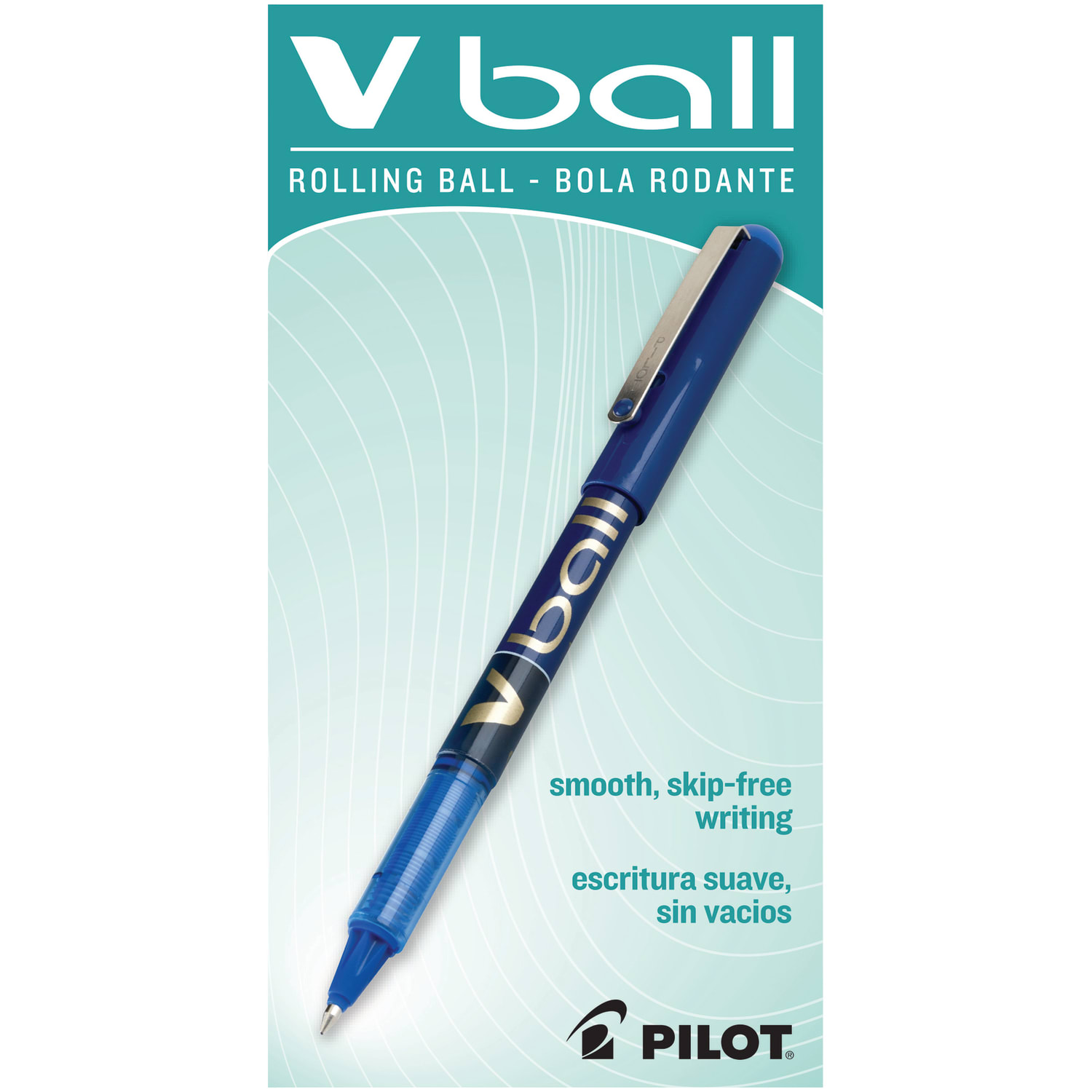 Pilot V-Ball Liquid Ink Rollerball Pens, Fine Point, 0.7 mm, Blue Barrel, Blue Ink, Pack Of 12 Pens