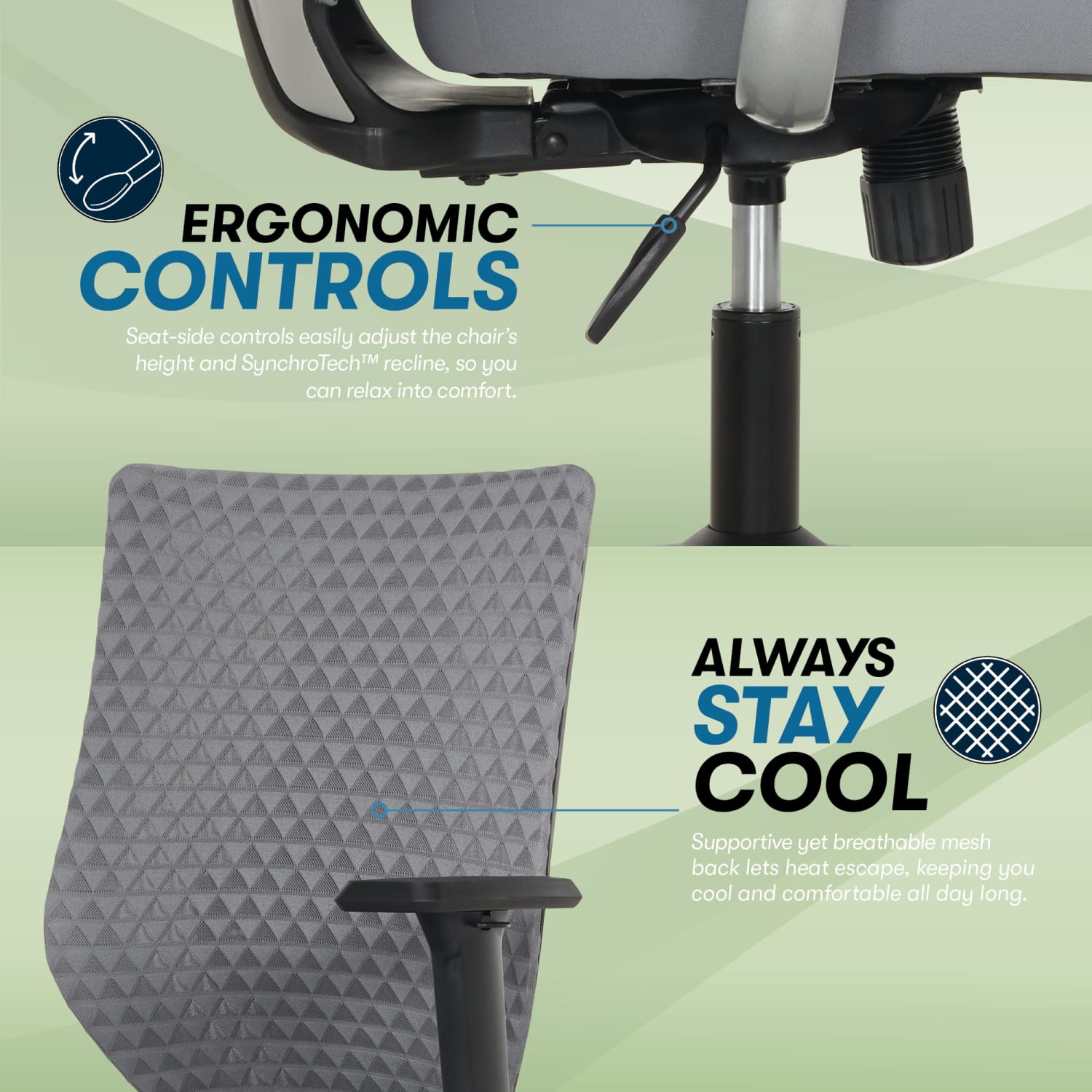 Serta® SitTrue™ Riverdale Ergonomic Mesh High-Back Task Chair, Gray - Image 7