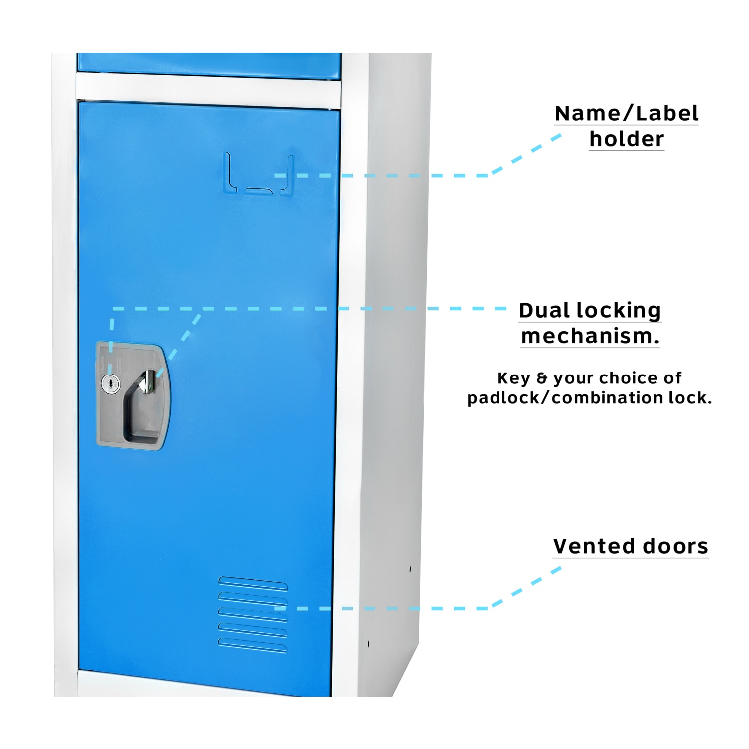 Alpine Large 3-Tier Steel Lockers, 72inH x 12inW x 12inD, Blue, Pack Of 2 Lockers - Image 6