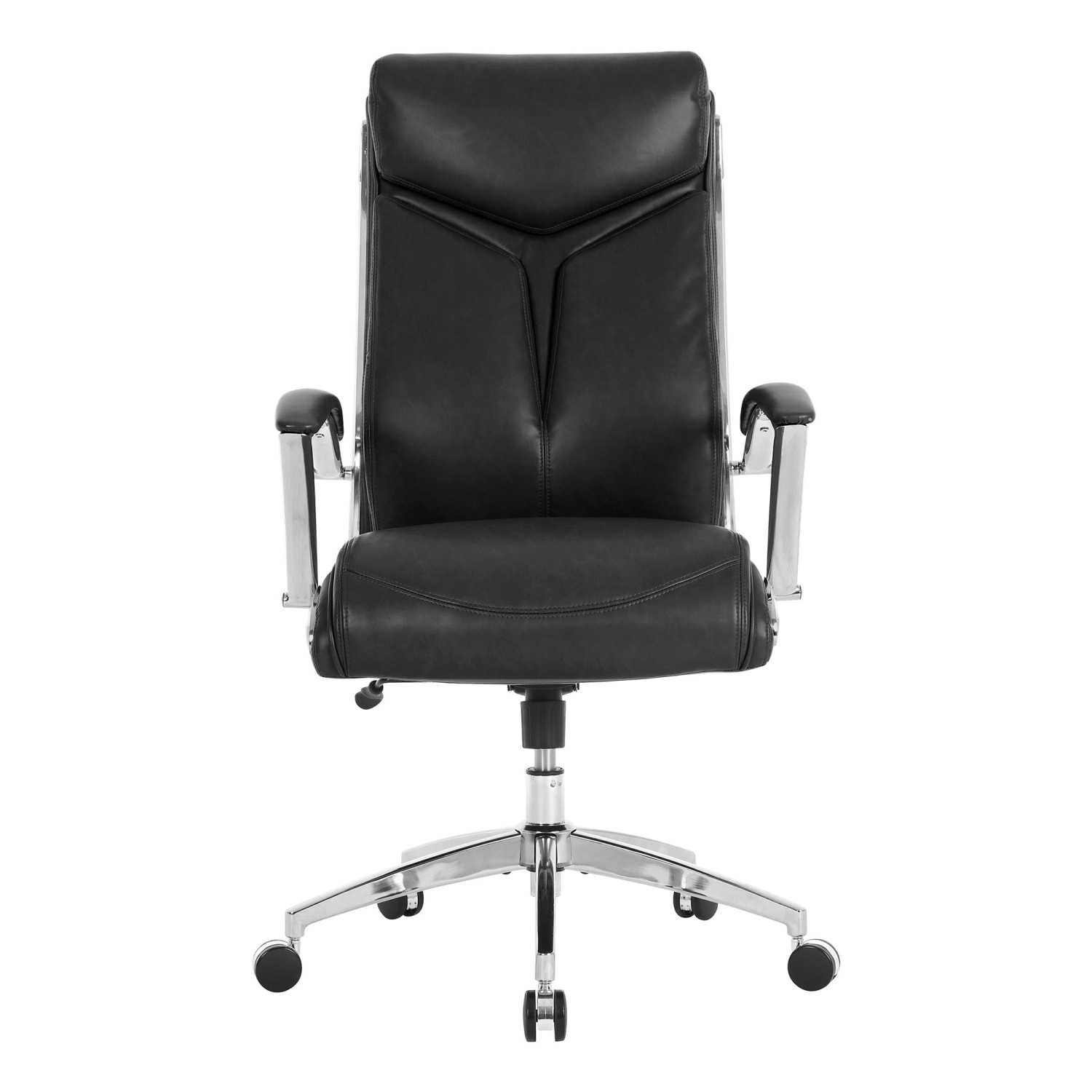Realspace Modern Comfort Verismo Bonded Leather High Back Executive Office Chair BlackChrome BIFMA Compliant PopularChairscom