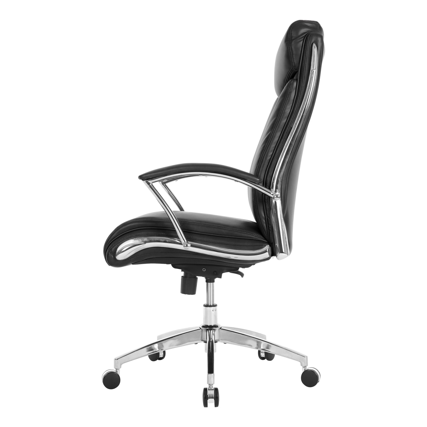 Realspace Modern Comfort Verismo Bonded Leather High Back Executive Office Chair BlackChrome BIFMA Compliant PopularChairscom