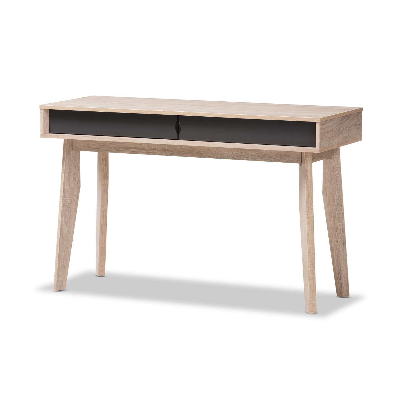 Baxton Studio Kian 2-Drawer Study 48inW Writing Desk, Light Brown/Gray - Image 3