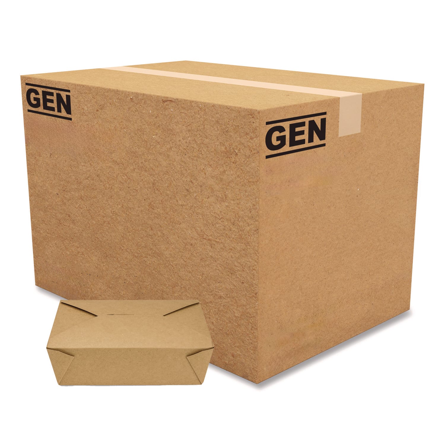 GEN Reclosable Paper Kraft Take-Out Boxes, 76 Oz, 2-7/16inH x 8-5/8inW x 6-5/16inD, Brown, Pack Of 200 Boxes