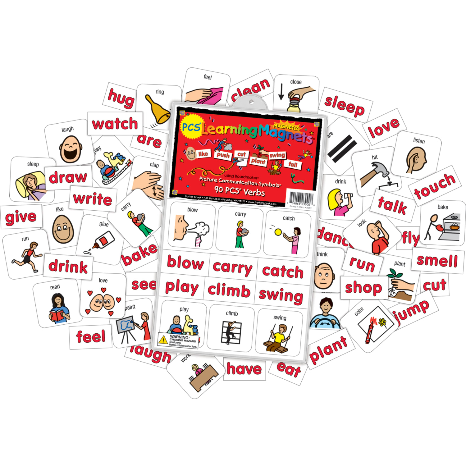 Barker Creek Magnets, Learning Magnets, PCS Verbs Set, Grades Pre-K+, Pack Of 180
