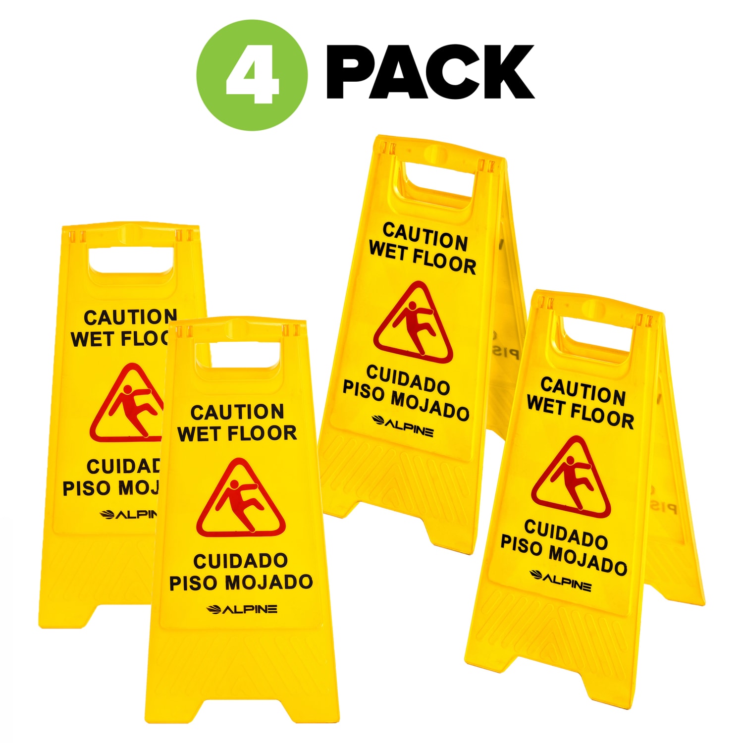Alpine Caution Wet Floor Signs, 24in, Yellow, Pack Of 4 Signs - Image 6