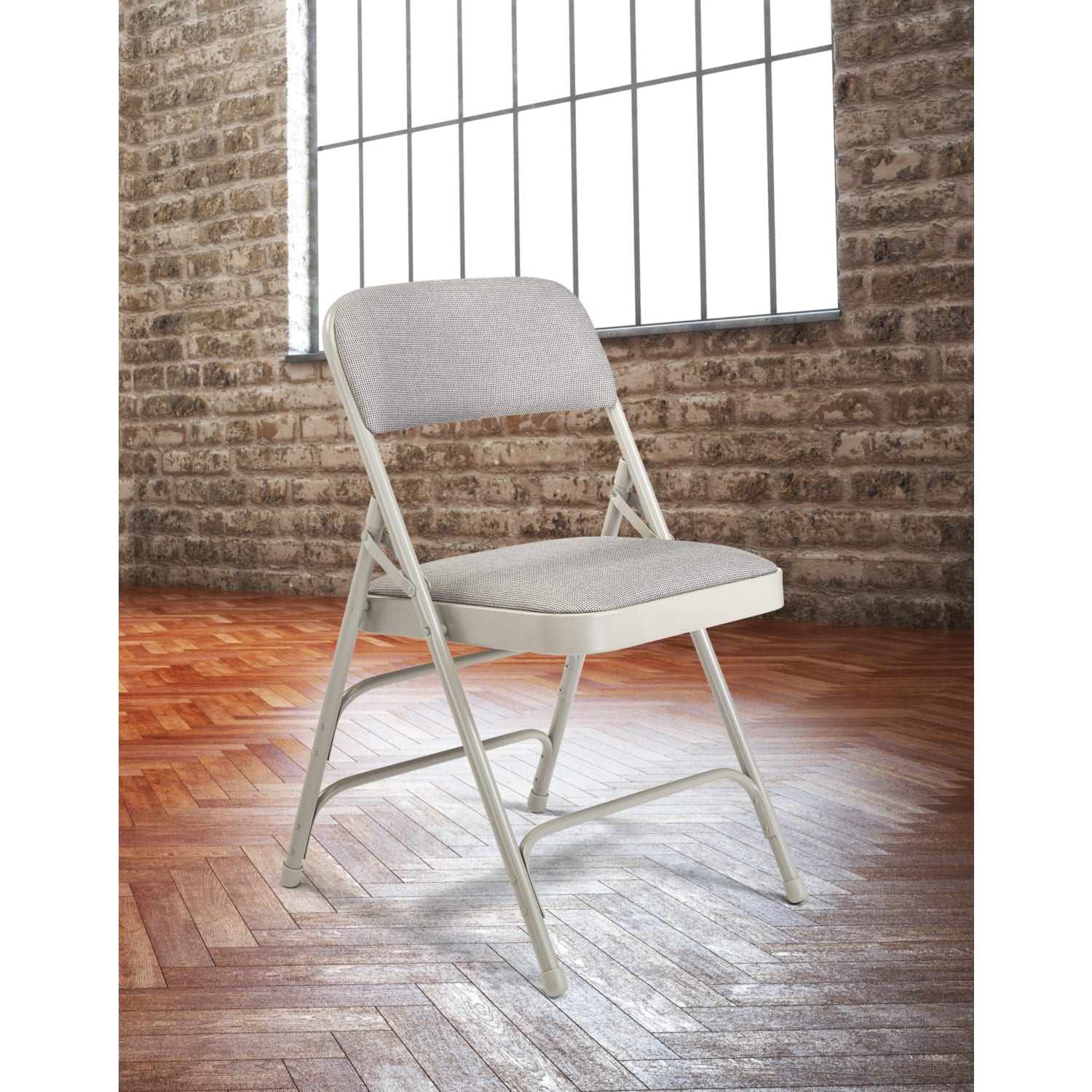 National Public Seating Fabric Upholstered Triple Brace Folding Chairs Gray Pack Of 4 PopularChairscom
