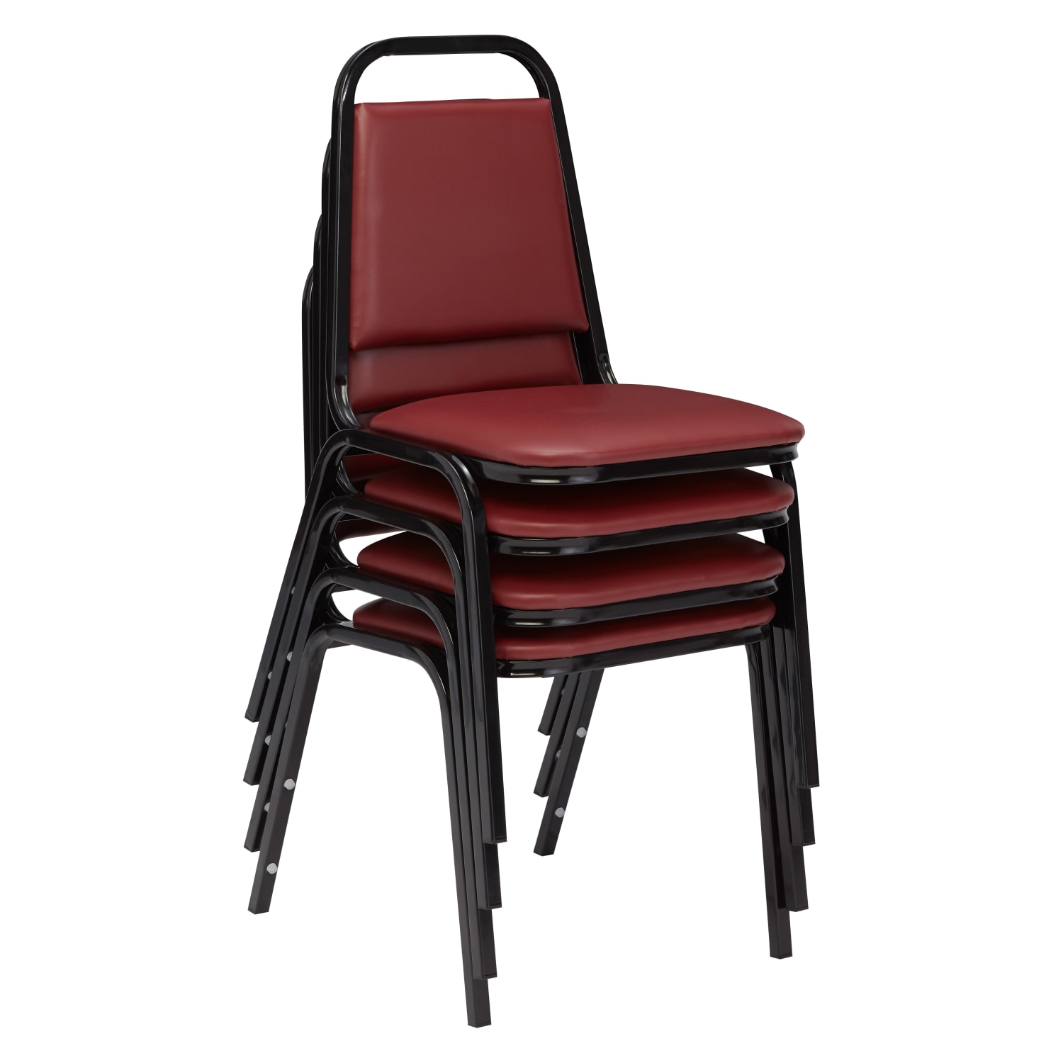 National Public Seating Standard Vinyl Padded Banquet Stack Chair Burgundy Black Pack Of 4 PopularChairscom