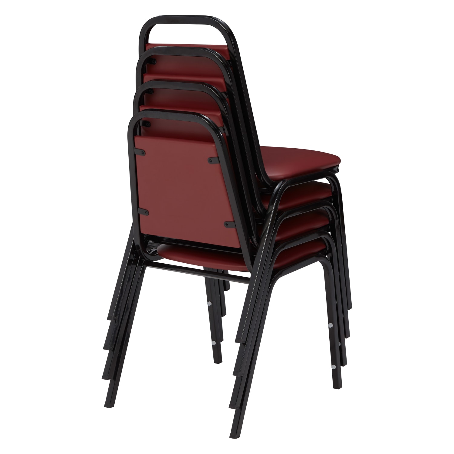 National Public Seating Standard Vinyl Padded Banquet Stack Chair Burgundy Black Pack Of 4 PopularChairscom