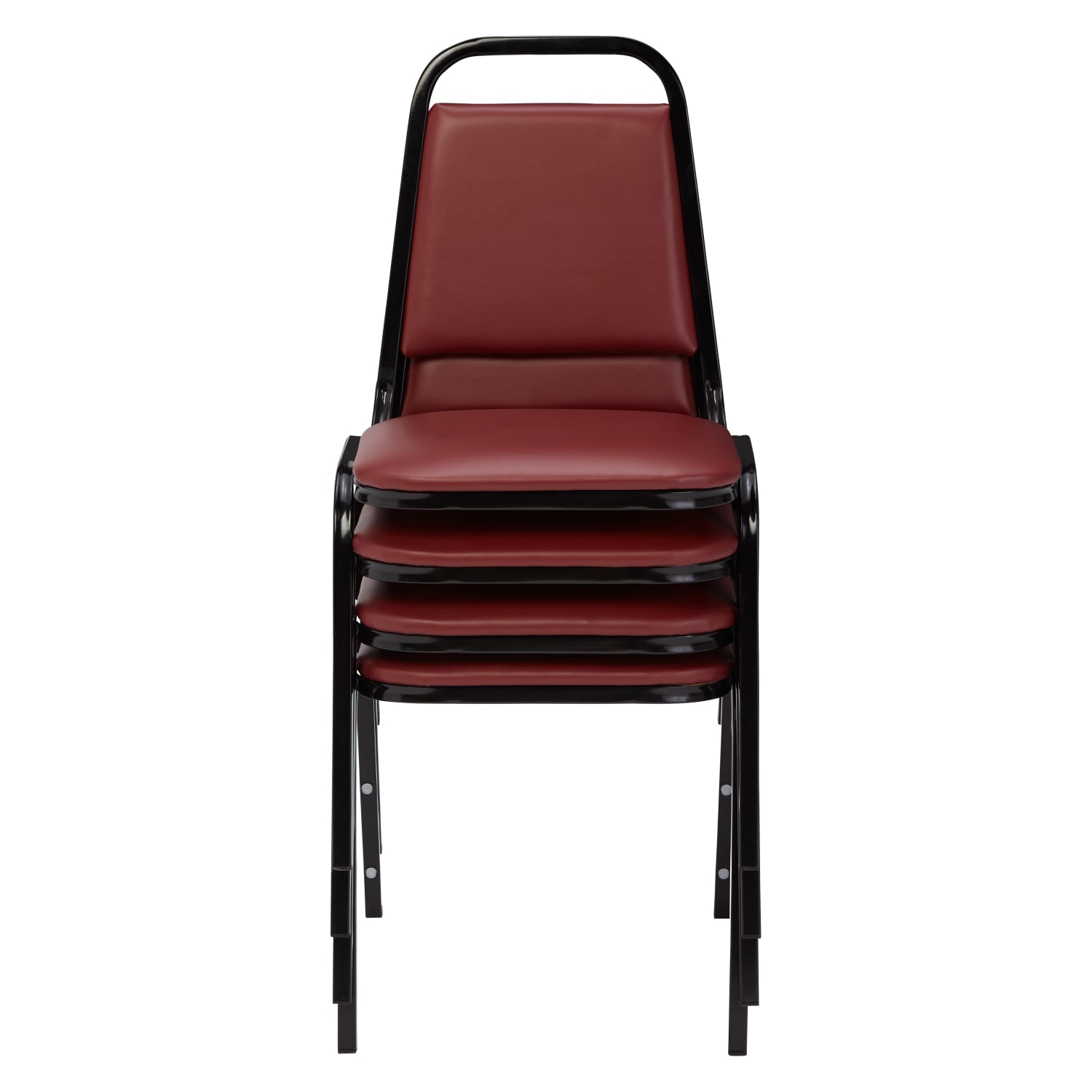 National Public Seating Standard Vinyl Padded Banquet Stack Chair Burgundy Black Pack Of 4 PopularChairscom