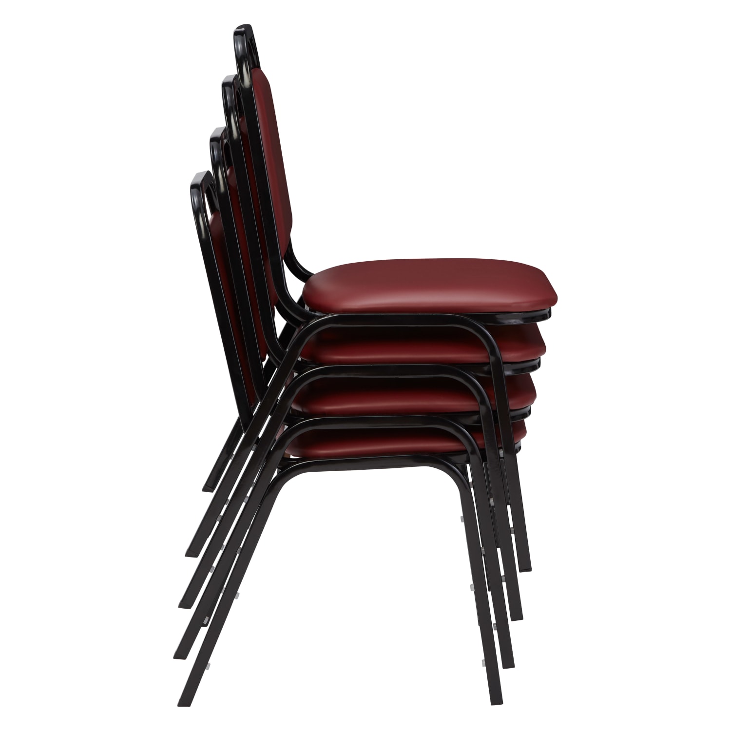 National Public Seating Standard Vinyl Padded Banquet Stack Chair Burgundy Black Pack Of 4 PopularChairscom