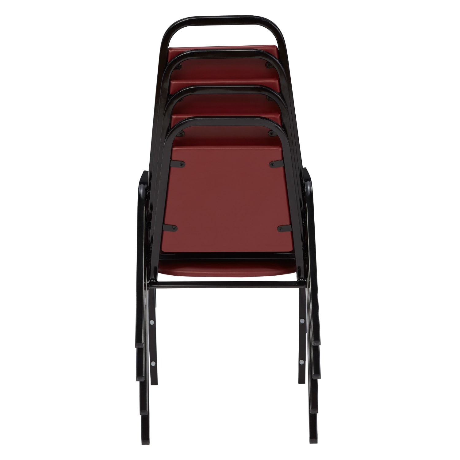 National Public Seating Standard Vinyl Padded Banquet Stack Chair Burgundy Black Pack Of 4 PopularChairscom