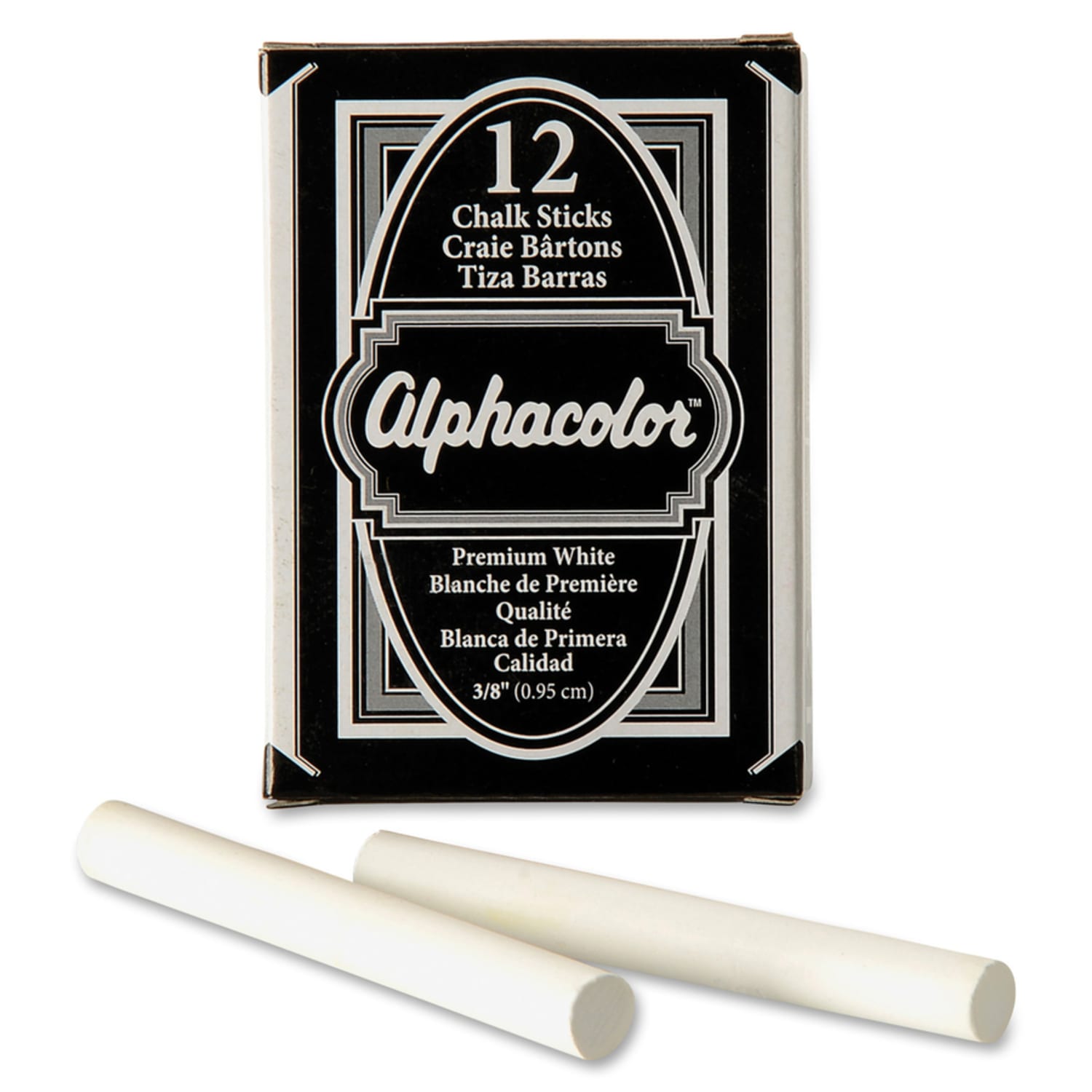 Quartet Alphacolor Chalk Sticks, 3-1/4in x 3/8in, Premium White, Box Of 12 Sticks - Image 3