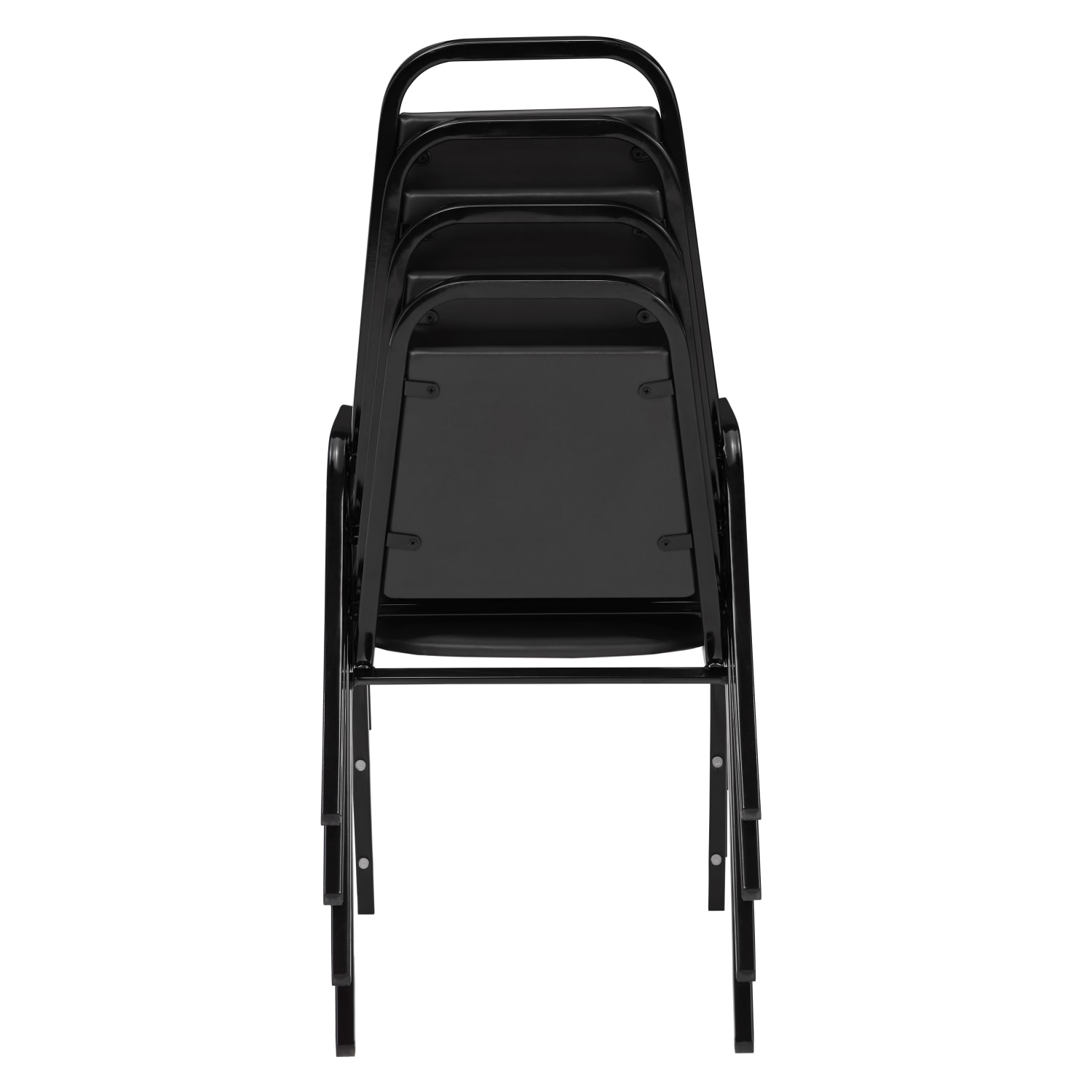 National Public Seating Square Back Padded Vinyl Seat, Banquet Stack Chair, 15 3/4in Seat Width, Black Seat/Black Frame, Set of 4 - Image 6