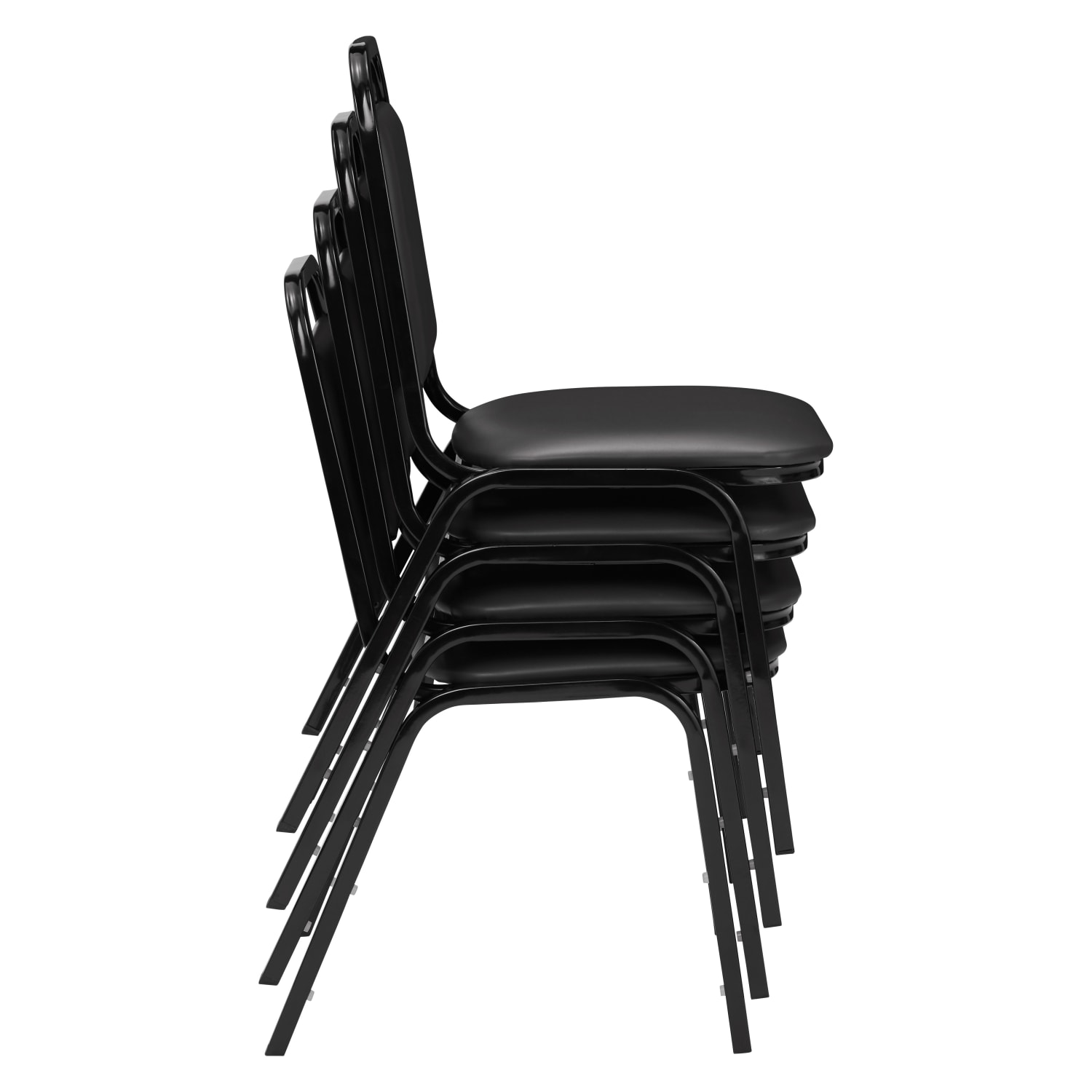 National Public Seating Square Back Padded Vinyl Seat, Banquet Stack Chair, 15 3/4in Seat Width, Black Seat/Black Frame, Set of 4 - Image 7