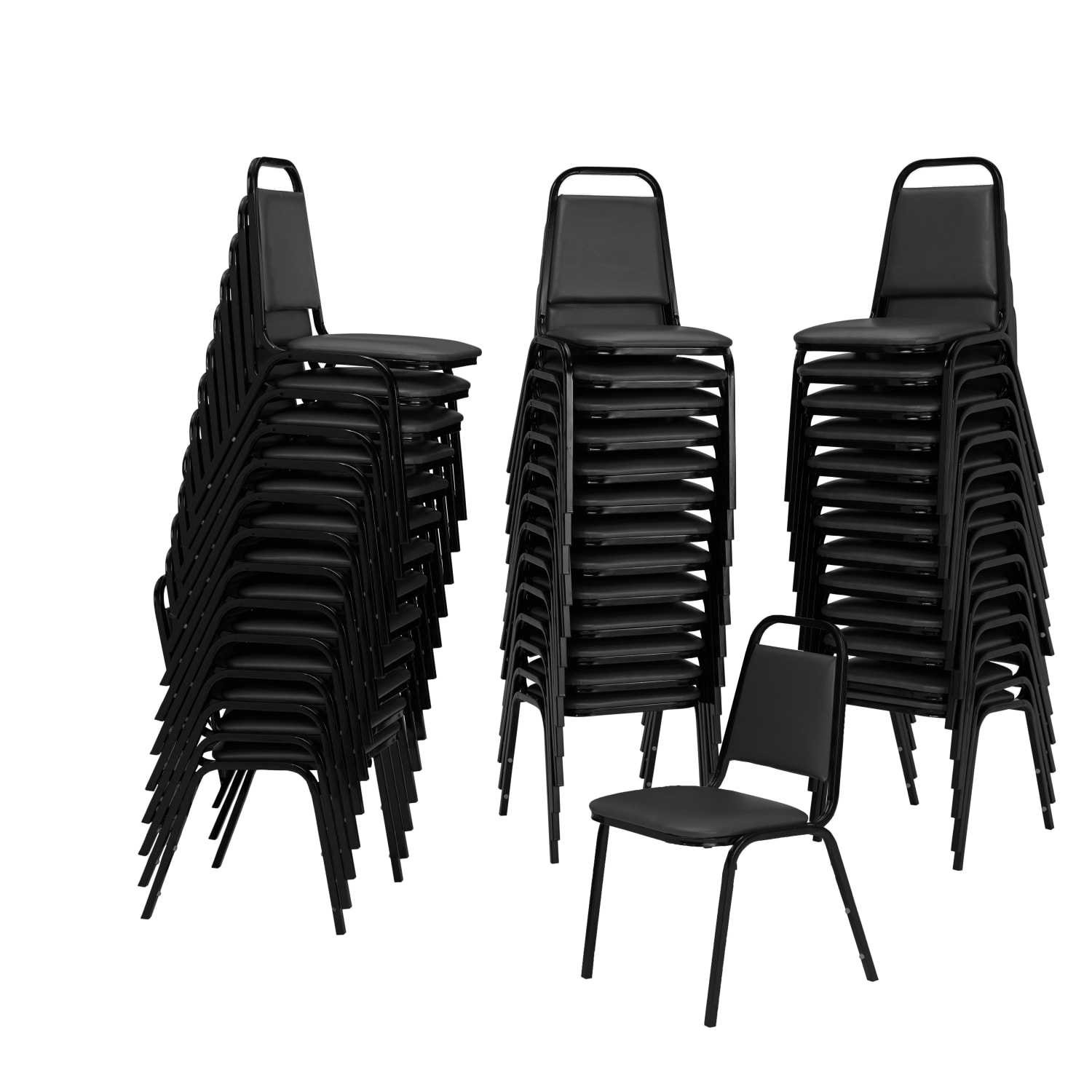 National Public Seating Square Back Padded Vinyl Seat Banquet Stack Chair 15 34in Seat Width Black SeatBlack Frame Set Of 40 PopularChairscom