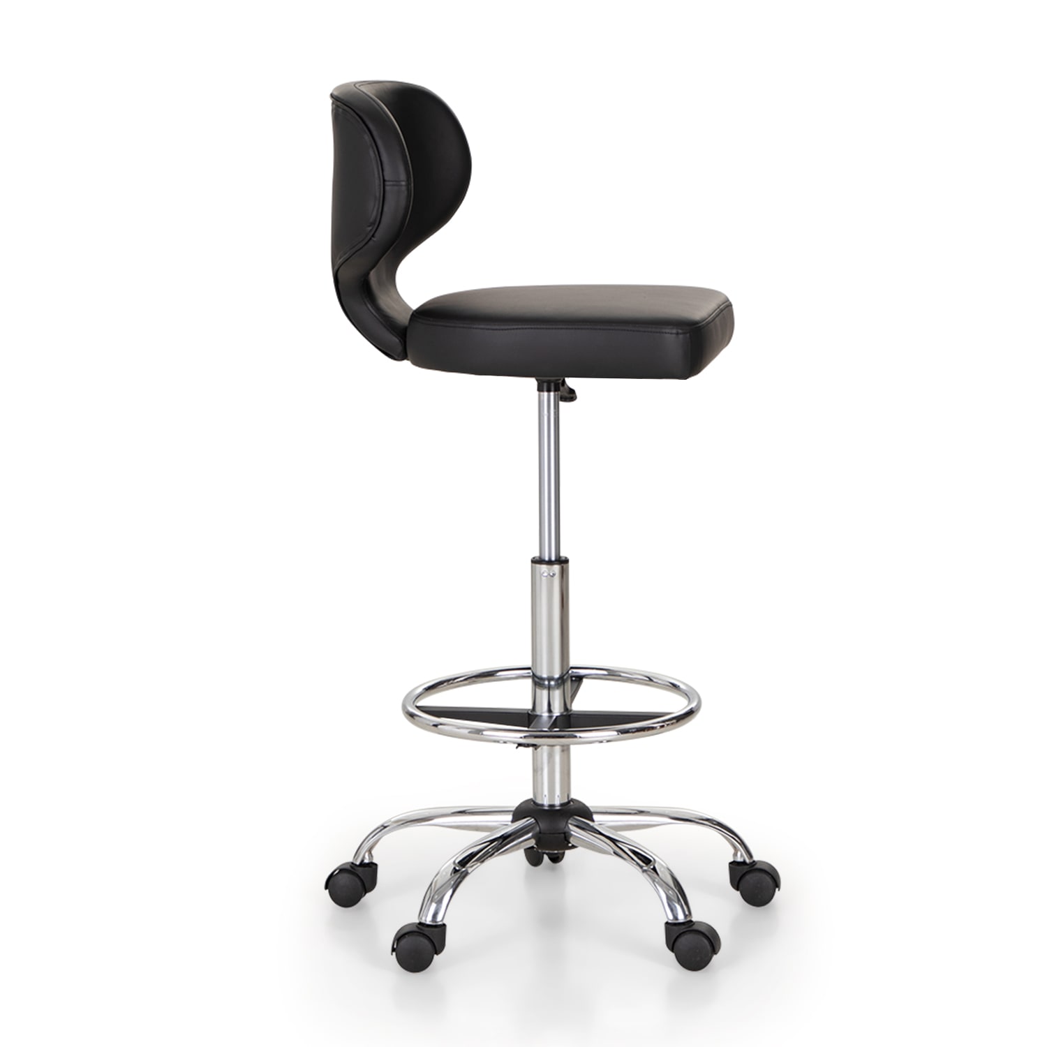 ALPHA HOME Adjustable Ergonomic Faux Leather Office Drafting Chair With Back, Black - Image 4