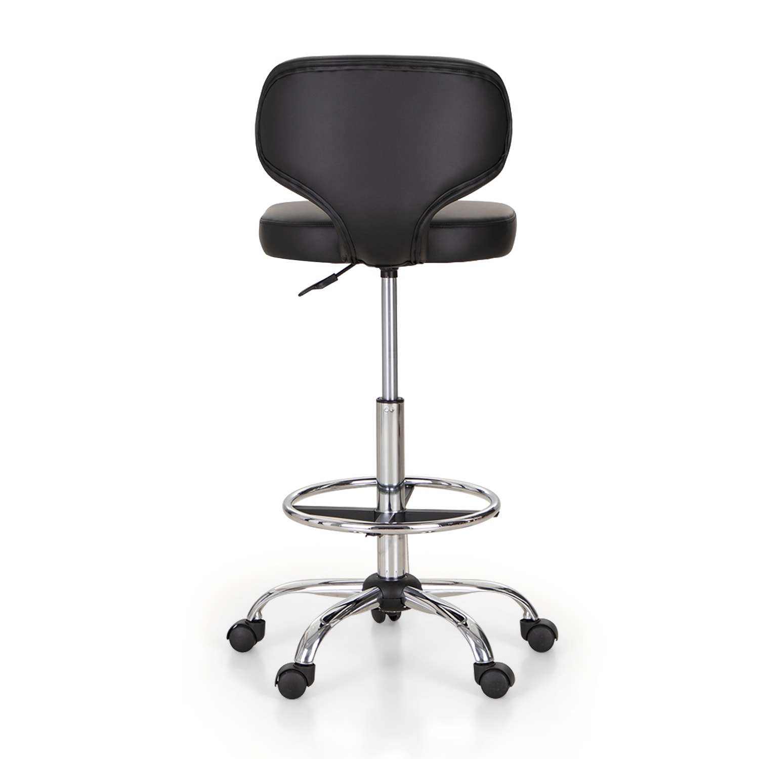 ALPHA HOME Adjustable Ergonomic Faux Leather Office Drafting Chair With Back, Black - Image 6
