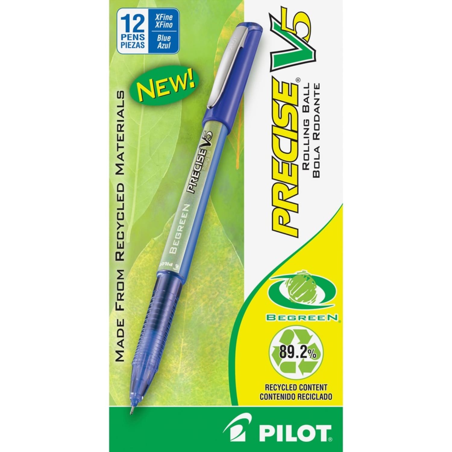 Pilot Precise V5 BeGreen Rollerball Pens, Extra-Fine Point, 0.5 mm, 89% Recycled, Blue Barrel, Blue Ink, Pack Of 12 - Image 5