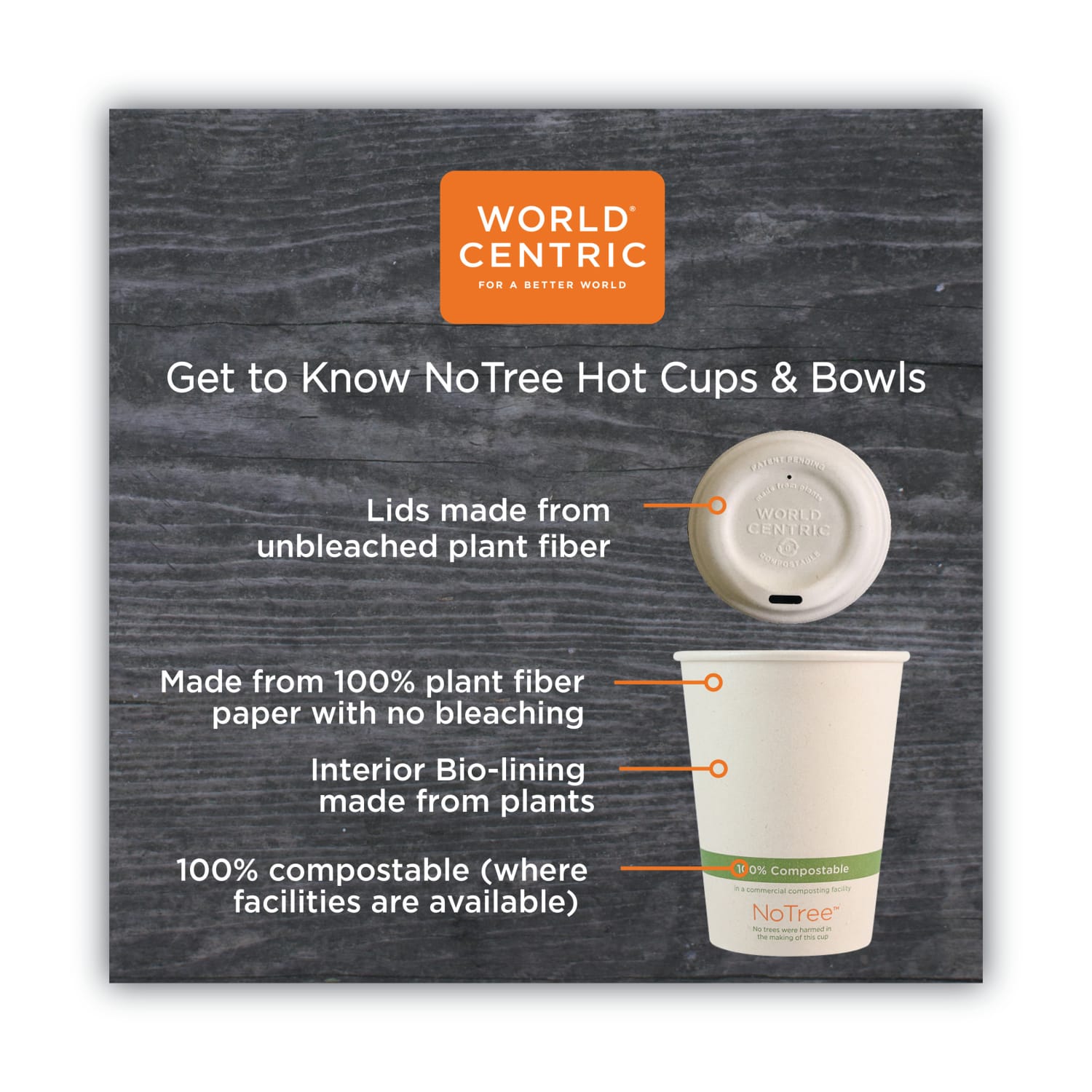 World Centric No Tree Paper Bowls, 32 Oz, 5-13/16inH x 4-7/16in Diameter, Natural, Carton Of 500 Bowls - Image 5