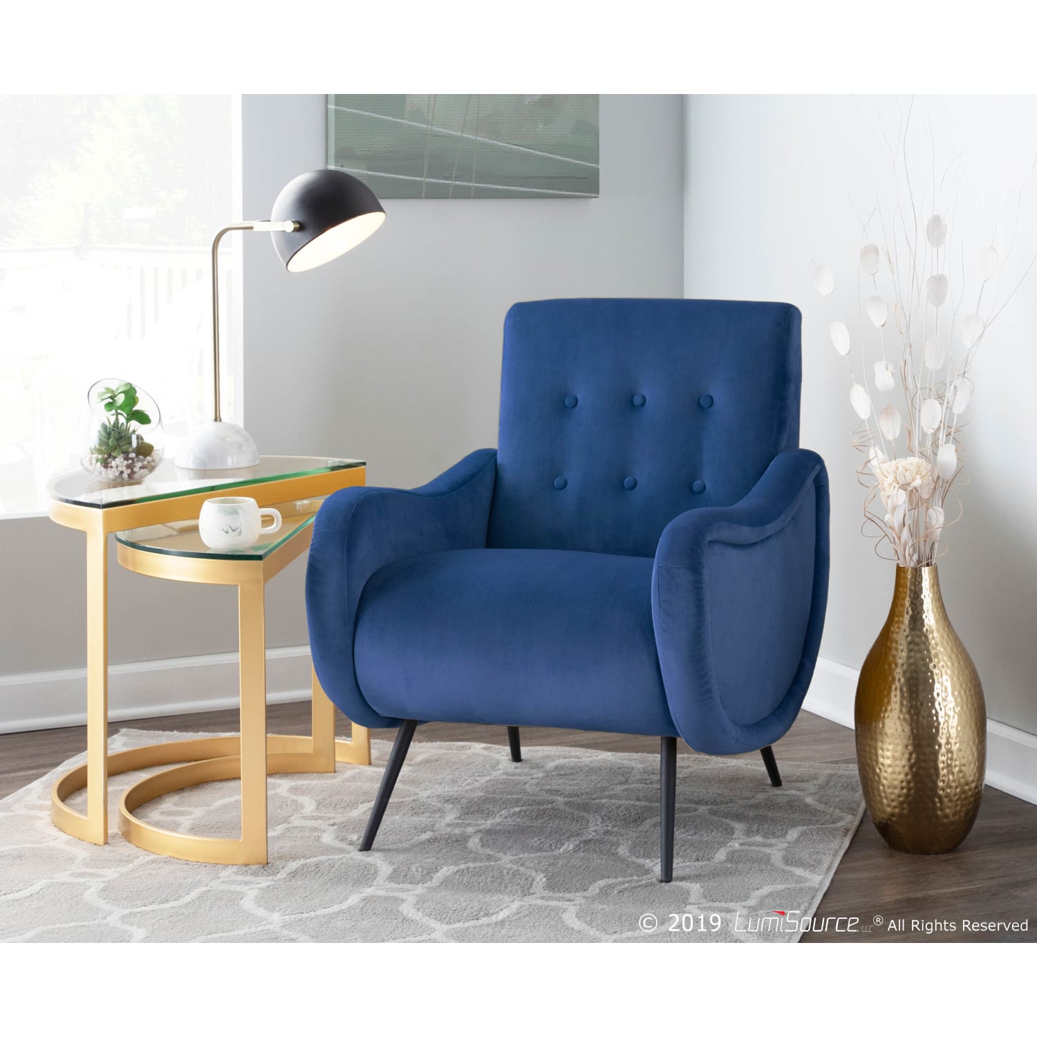 LumiSource Rafael Lounge Chair, Black/Blue - Image 4