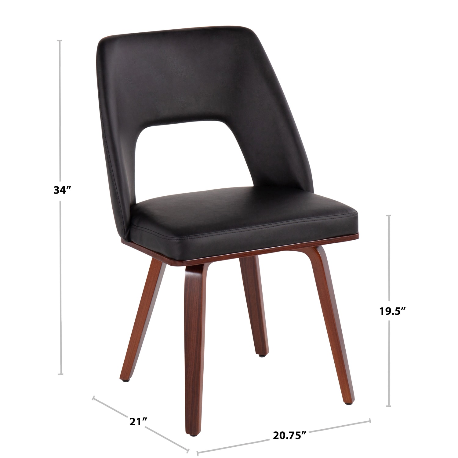 LumiSource Triad MidCentury Modern Chairs BlackWalnut Set Of 2 Chairs PopularChairscom LumiSource Triad Mid Century Modern Chairs BlackWalnut Set Of 2 Chairs PopularChairscom