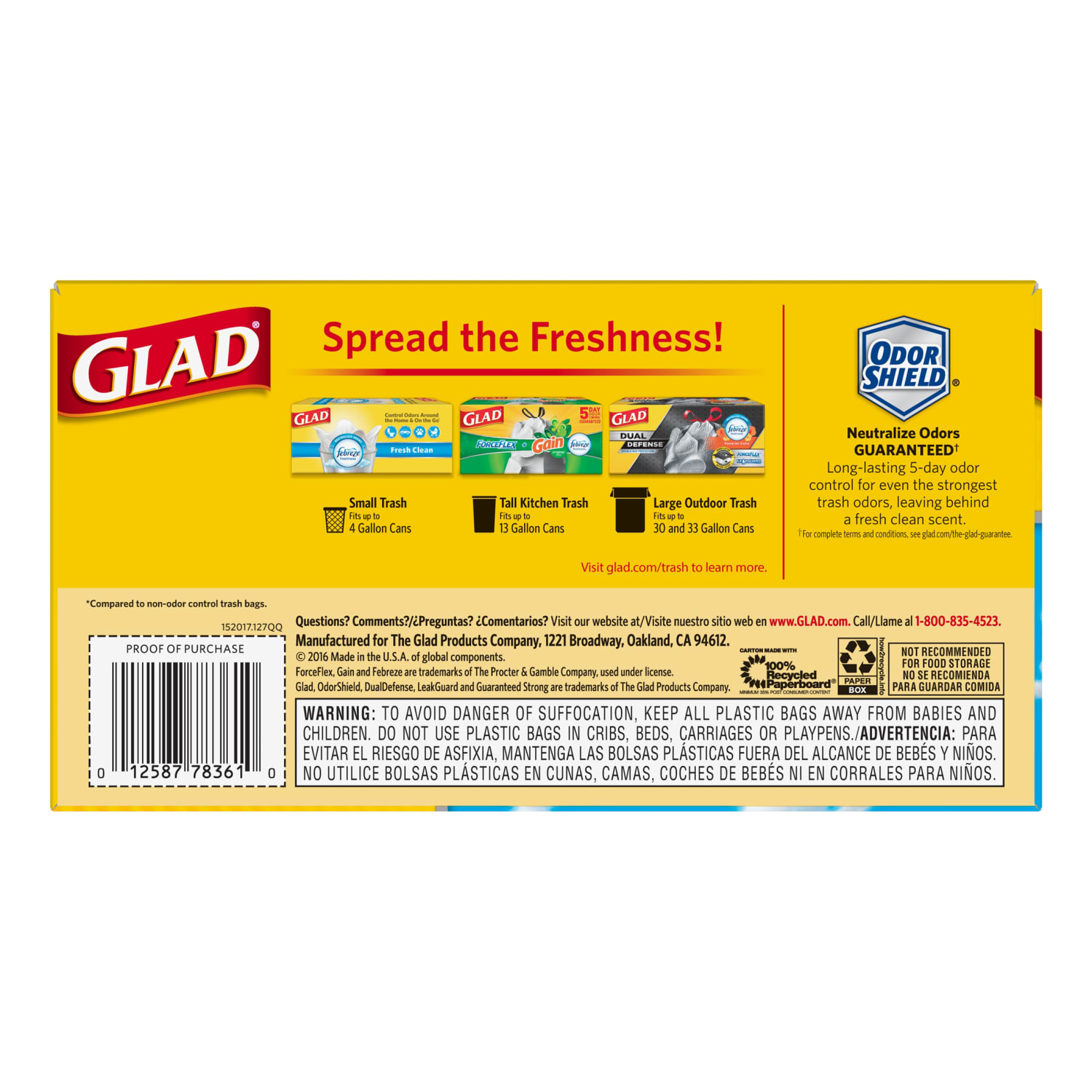 Glad ForceFlex Tall Kitchen Drawstring Trash Bags - Fresh Clean with Febreze Freshness - 13 gal Capacity - 24in Width x 27.38in Length x 1.05 mil (27 Micron) Thickness - Drawstring Closure - White - Kitchen - 40 Box - 6 / Carton - Image 3