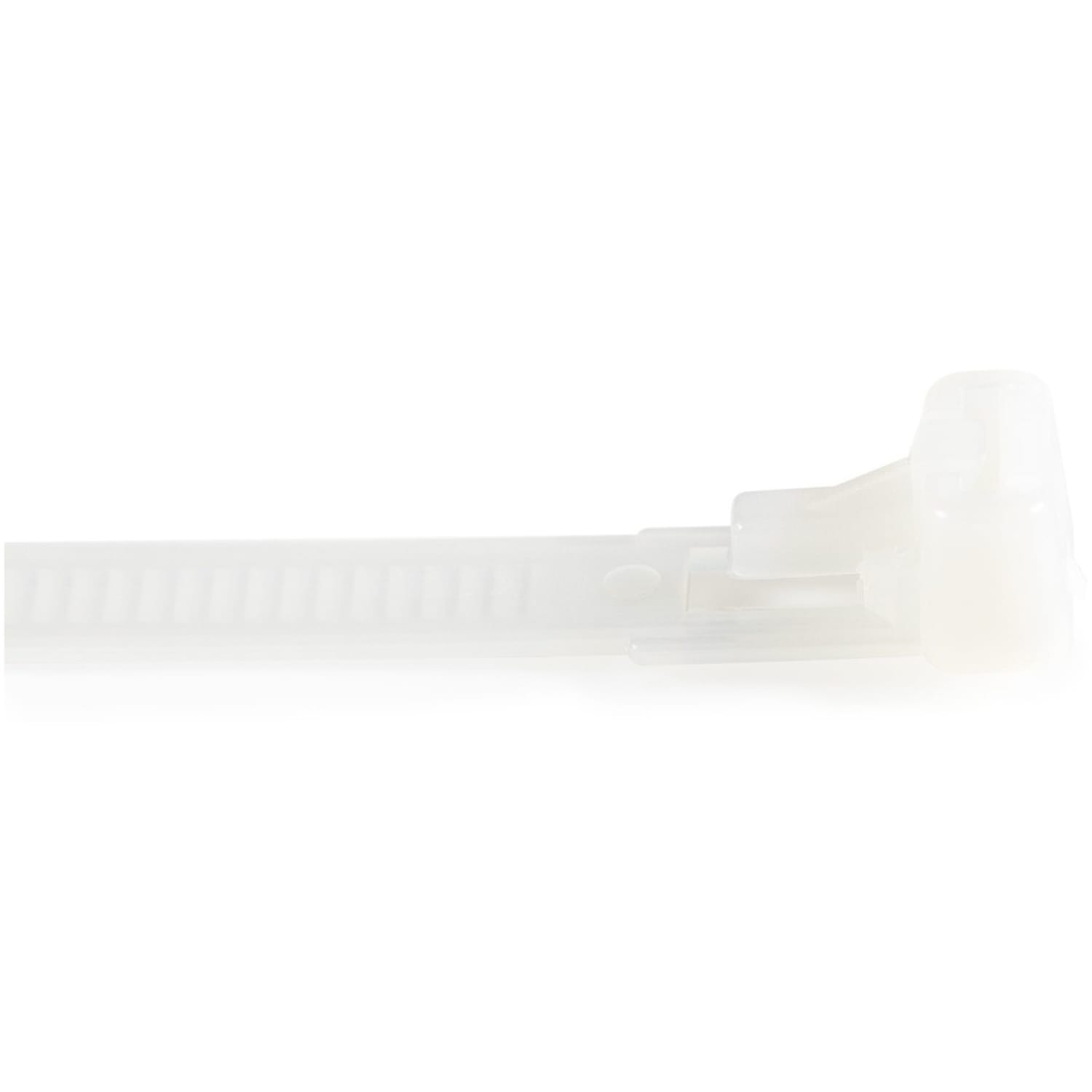 StarTech.com 100 Pack 10in Reusable Cable Ties - White XL Releasable Nylon/Plastic Zip Ties Resealable Adjustable Network Cable Wraps UL - Image 3