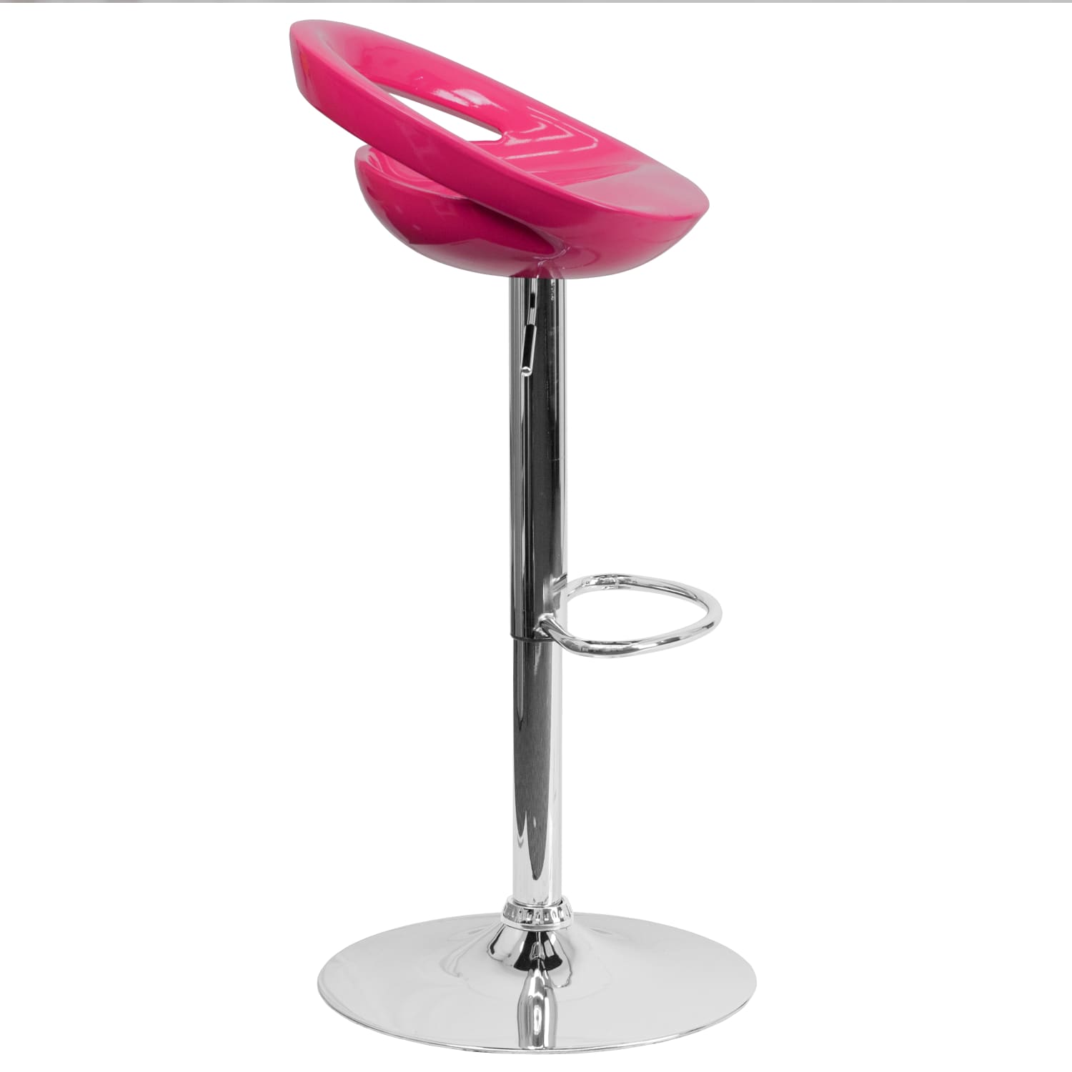 Flash Furniture Contemporary Plastic Adjustable Height Barstool with Rounded Cutout Back and Chrome Base, Pink - Image 6