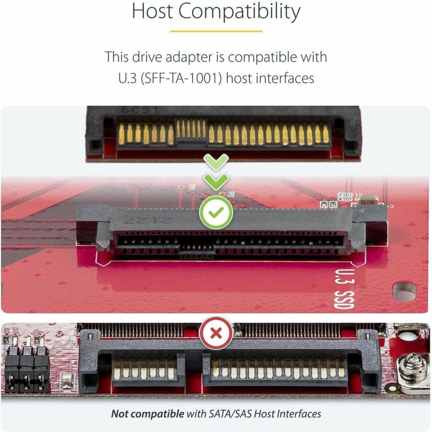 StarTech.com M.2 to U.3 Adapter, For M.2 NVMe SSDs, PCIe M.2 Drive to 2.5inch U.3 (SFF-TA-1001) Host Adapter/Converter, TAA Compliant - Image 4