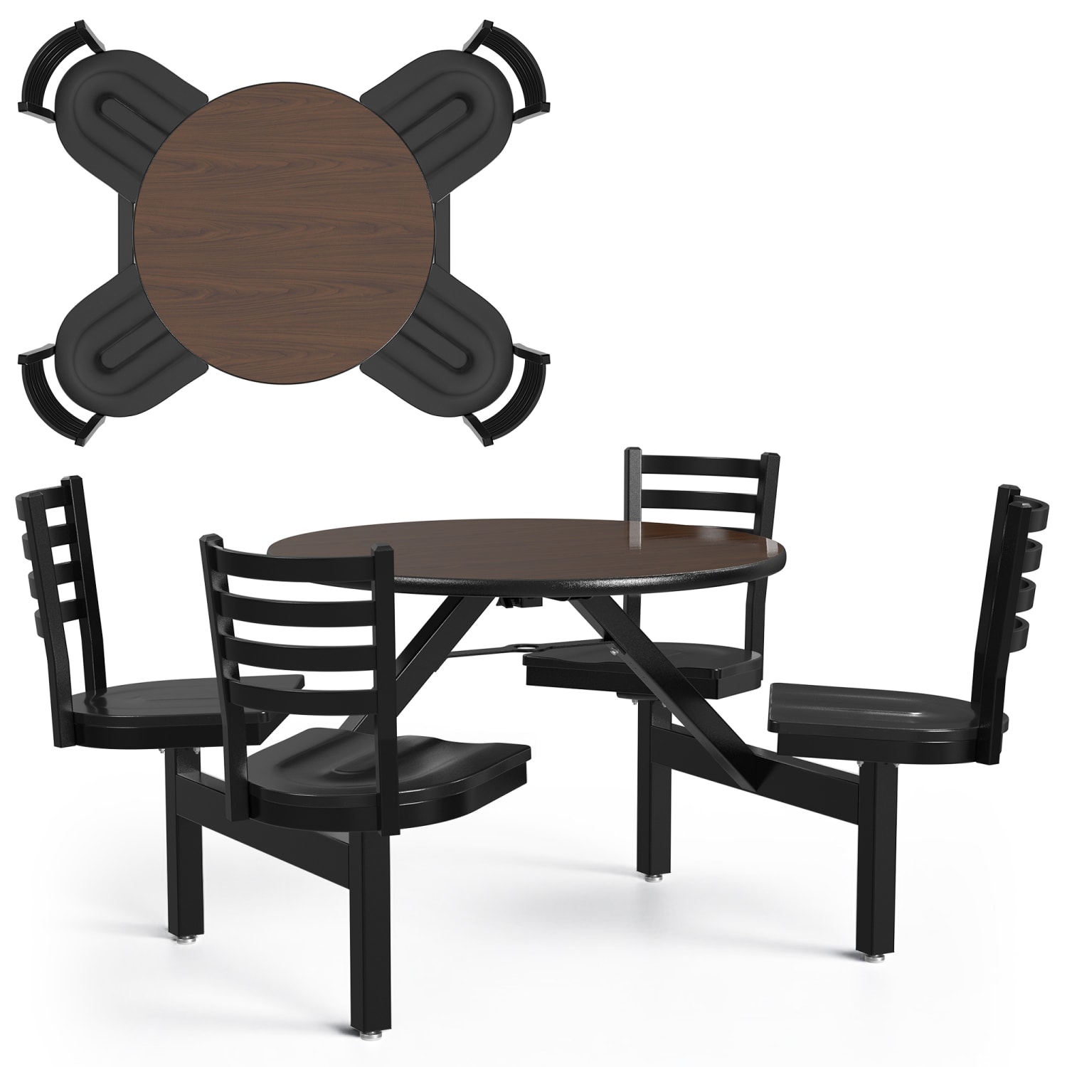Palmer Hamilton Covey Indoor Cluster Table With 4 Seats, 29in x 54in, Montana Walnut/Black - Image 3