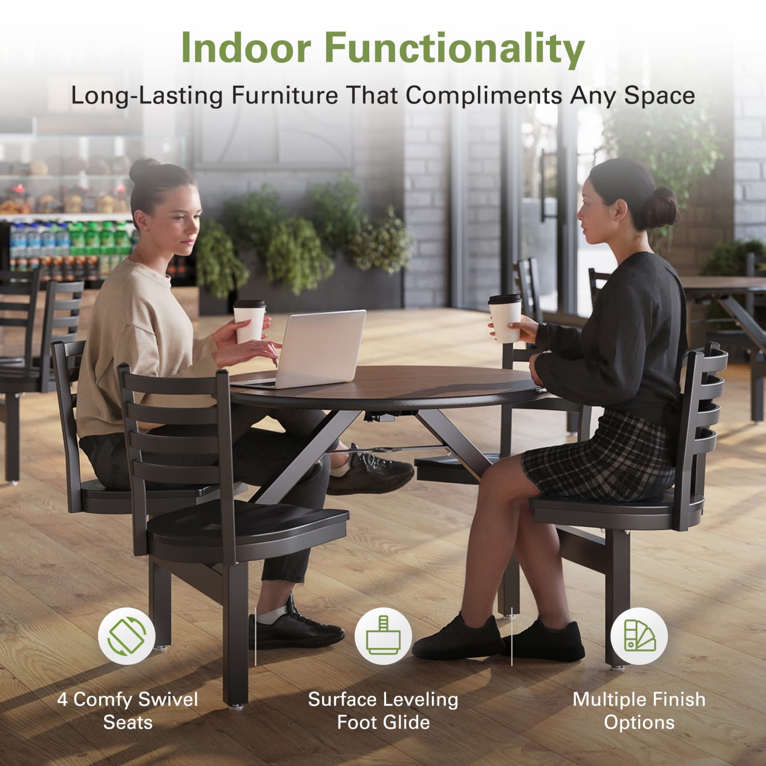 Palmer Hamilton Covey Indoor Cluster Table With 4 Seats, 29in x 54in, Montana Walnut/Black - Image 6
