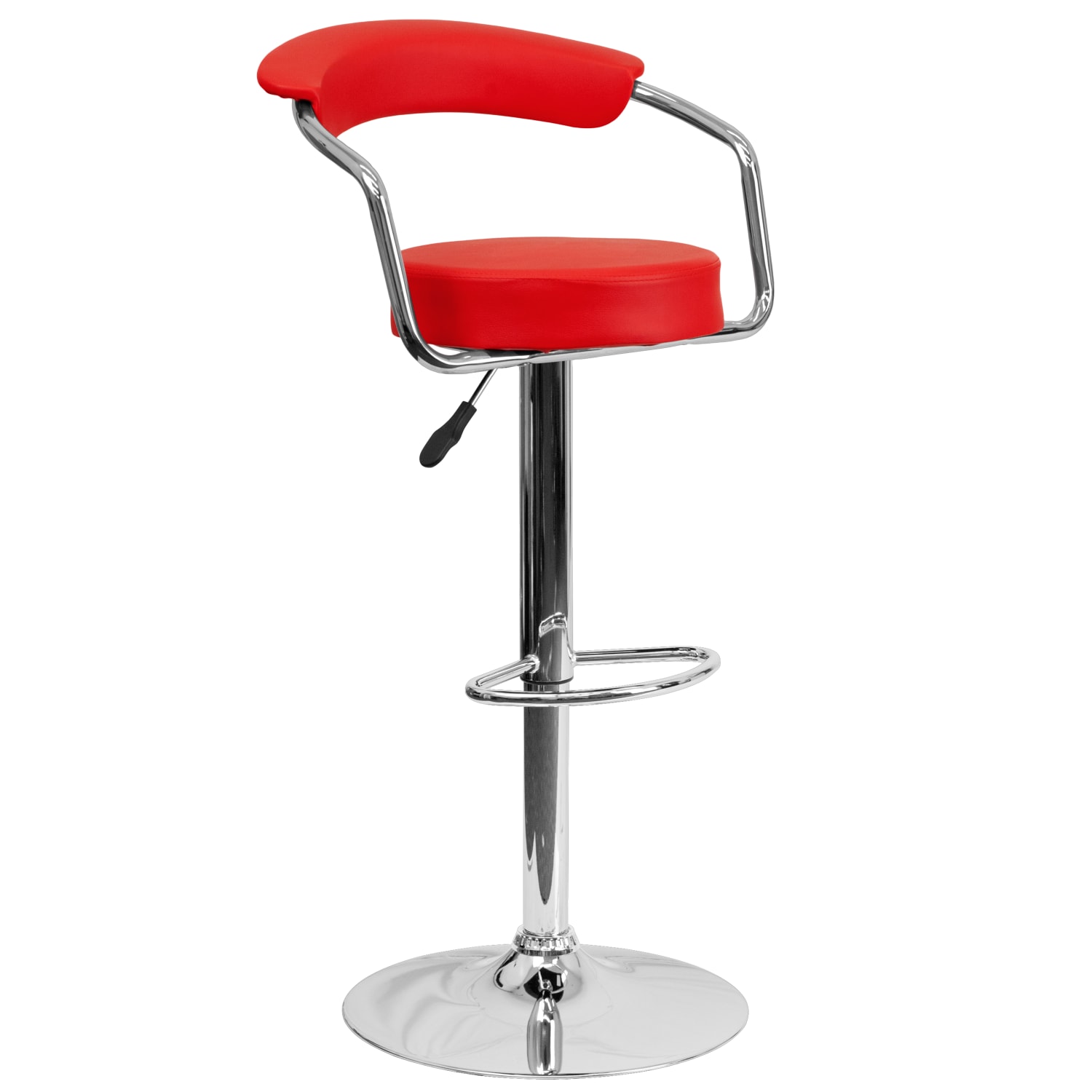 Flash Furniture Contemporary Vinyl Adjustable Height Barstool with Arms and Chrome Base, Red - Image 3