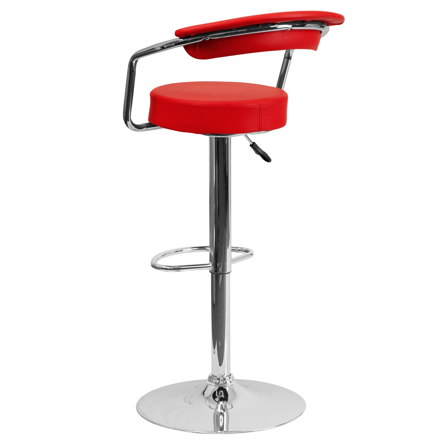 Flash Furniture Contemporary Vinyl Adjustable Height Barstool with Arms and Chrome Base, Red - Image 5